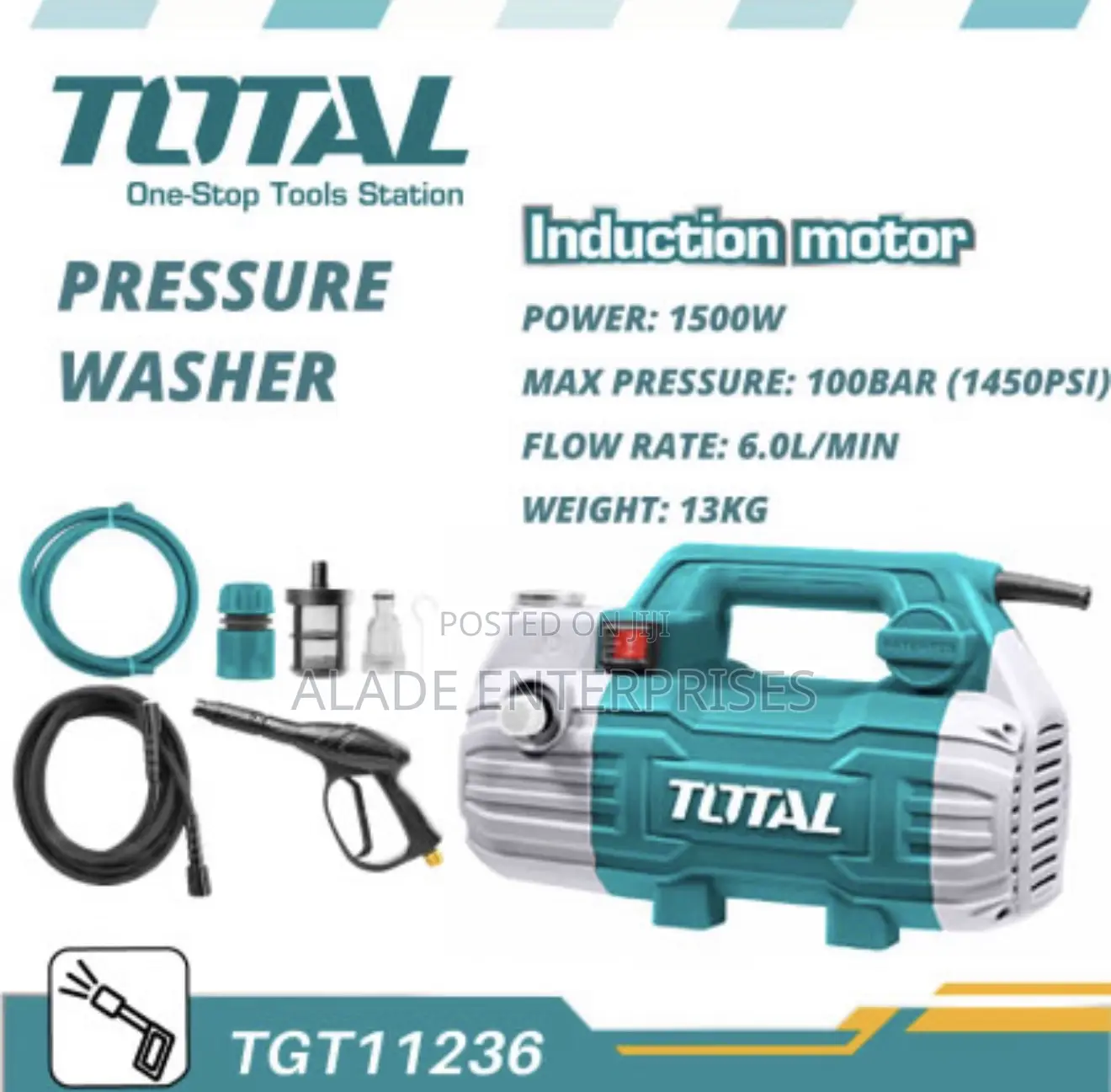 Total Total Compact High Pressure Washer 100bar (1500w)