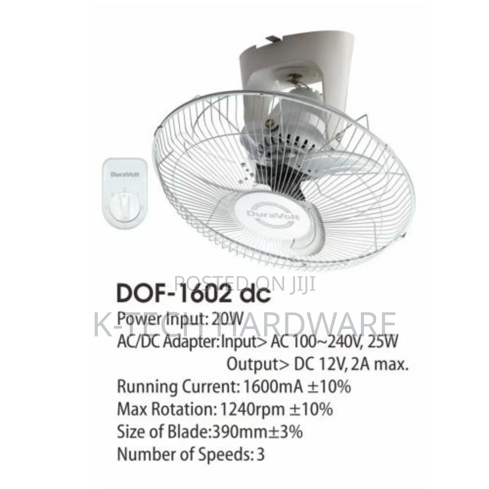 I6 Inches Duravolt Dc Orbit Fan Dof-1602 Dc
