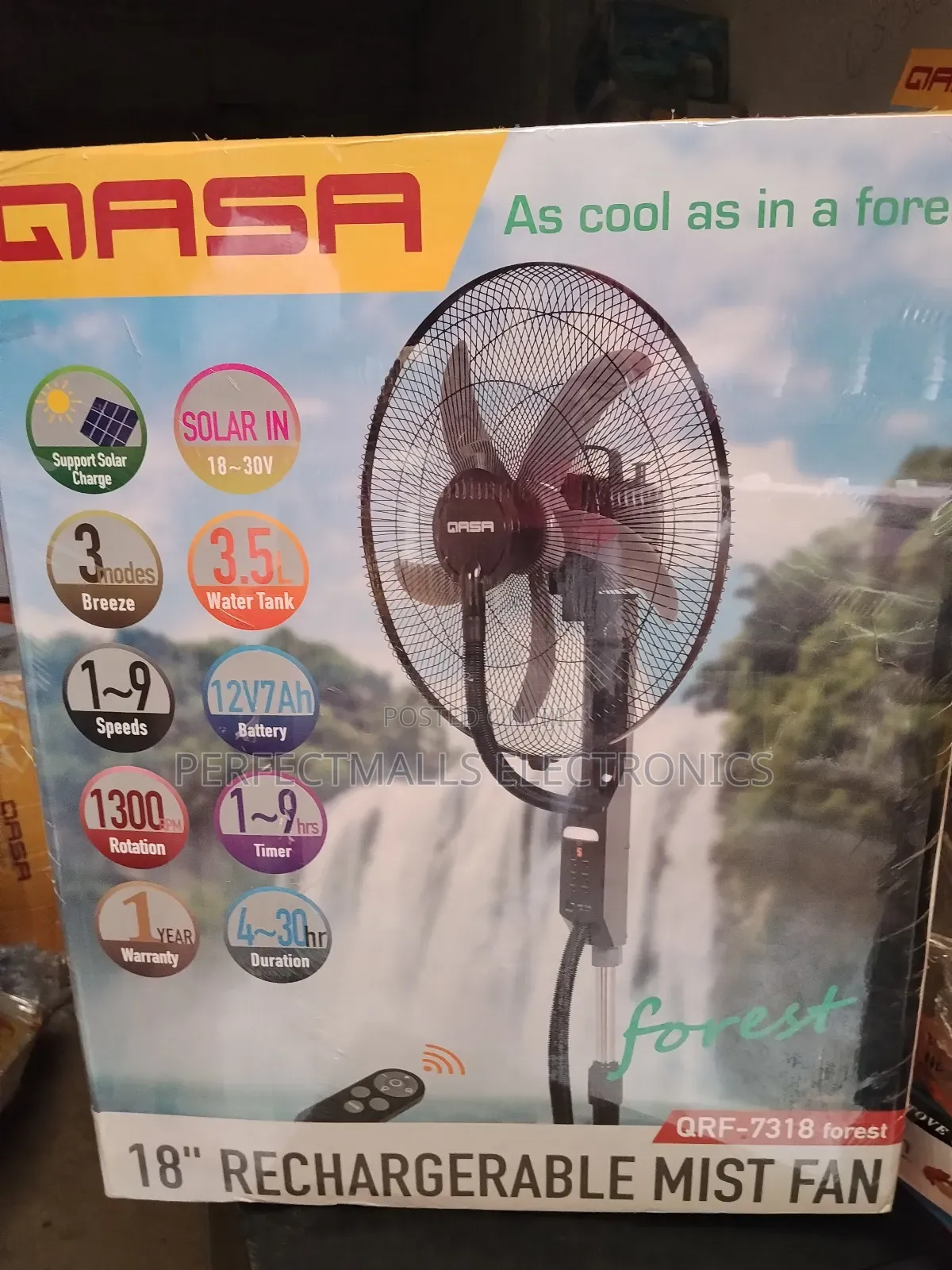 Qasa 18 Inches Rechargeable Mist Fan