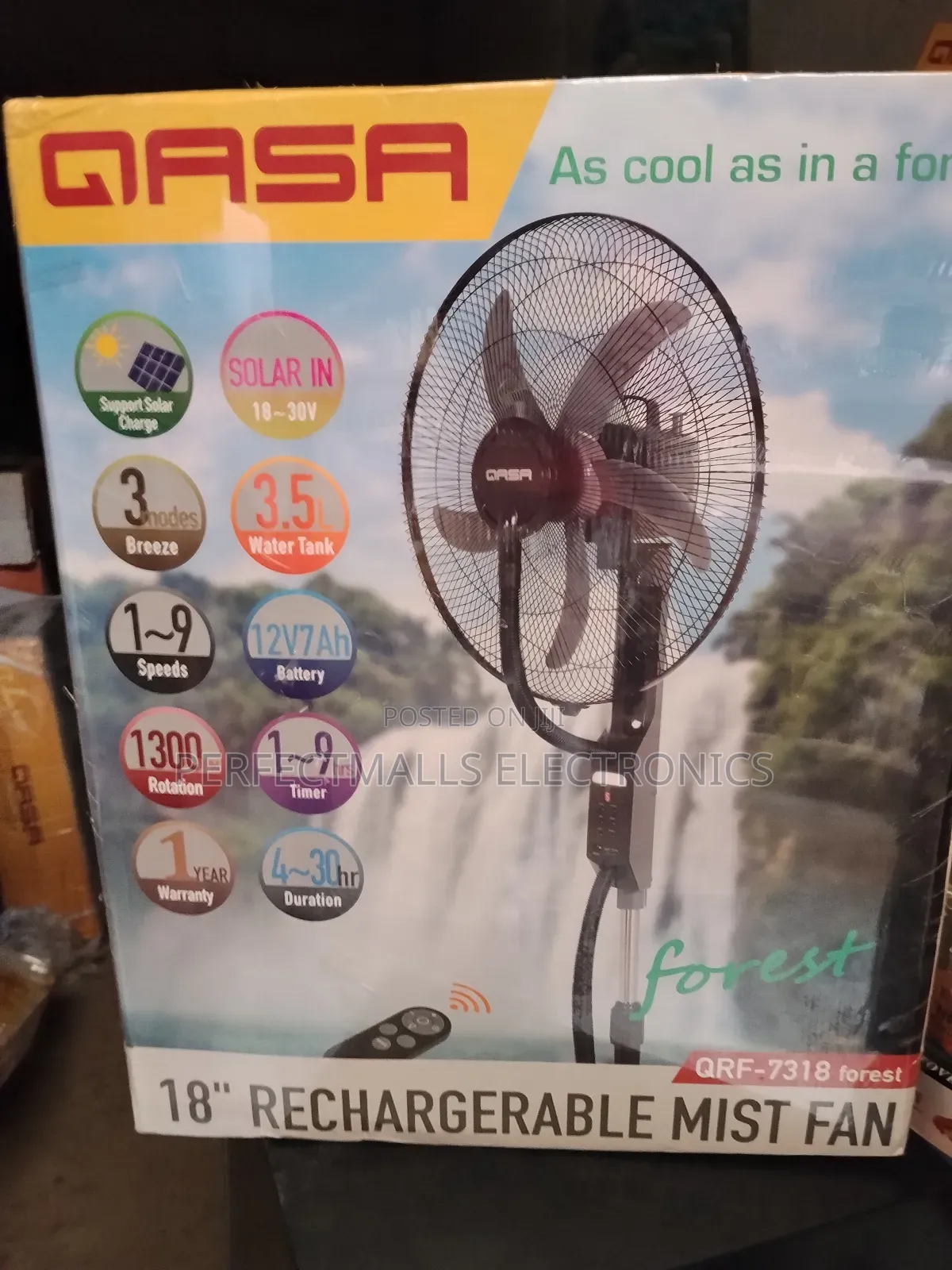 Qasa 18 Inches Rechargeable Mist Fan