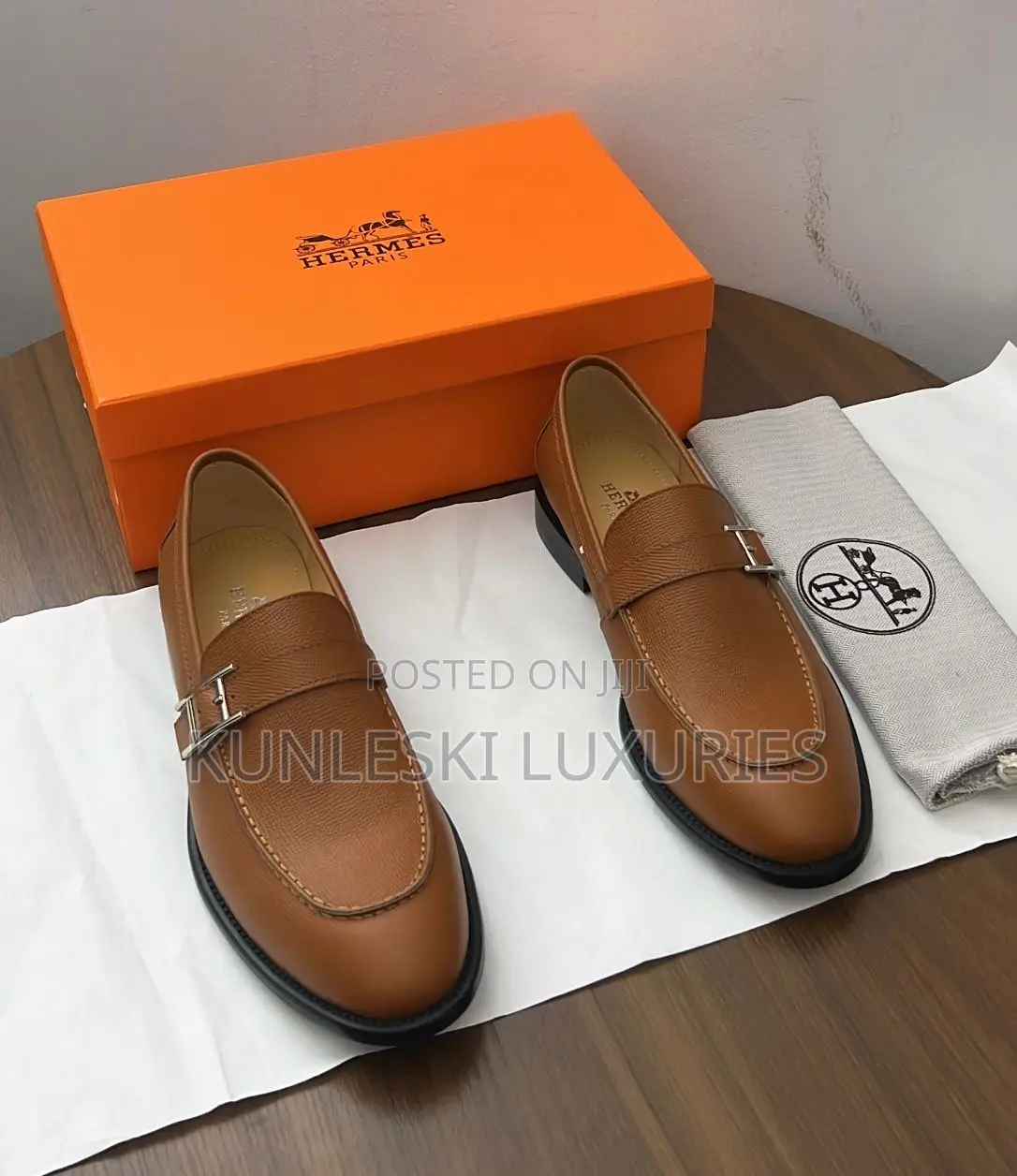 Original Hermes Paris Leather Loafers Shoe For Men