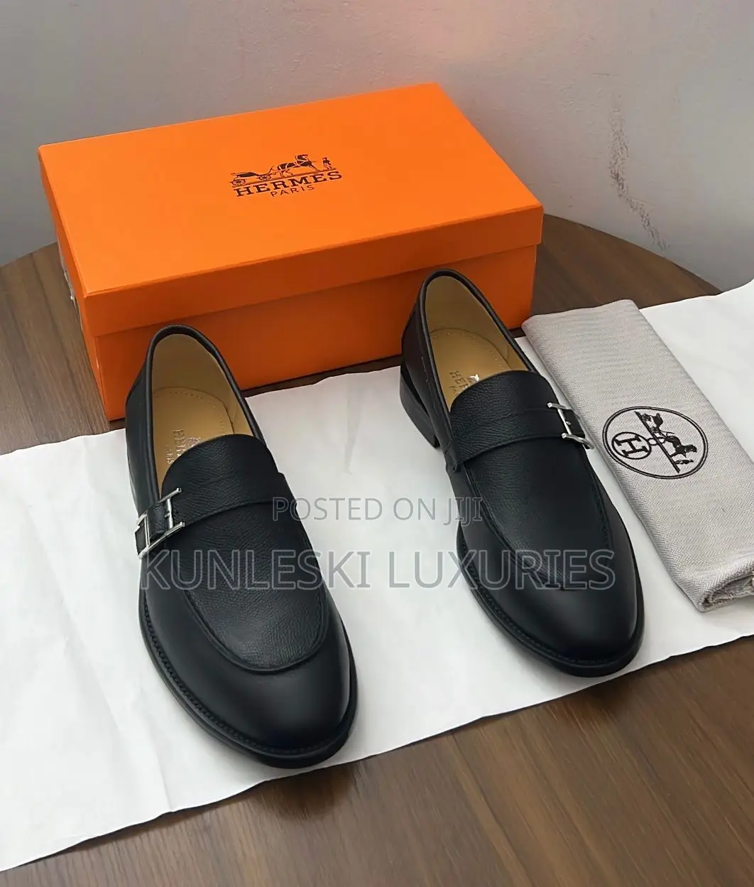 Original Hermes Paris Leather Loafers Shoe For Men