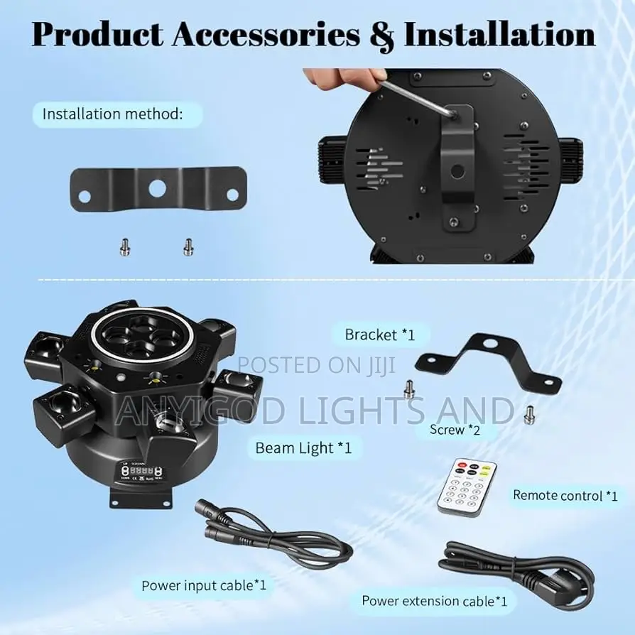 6-Arm Moving Head Stage Light, RGBW Led With Strobe Bee-Eye Effects