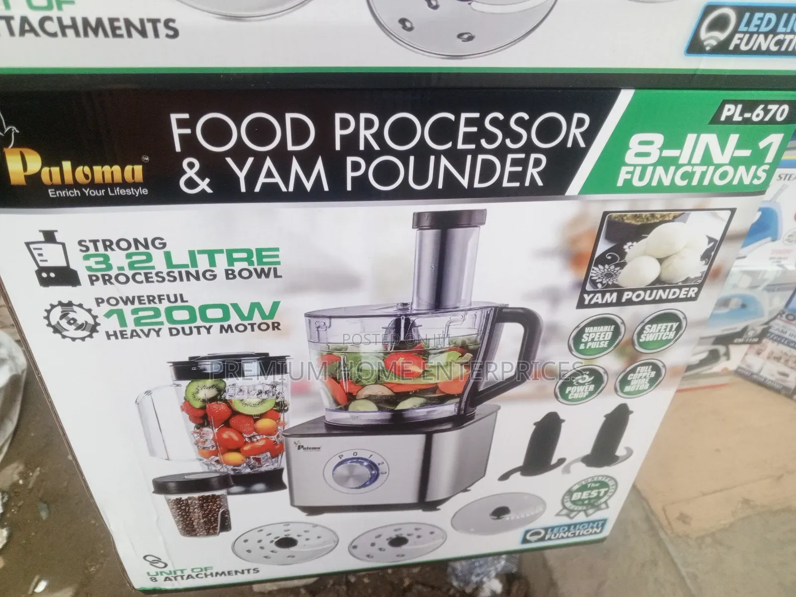 Paloma 8 in 1 Yam Pounder and Food Processor Pl670
