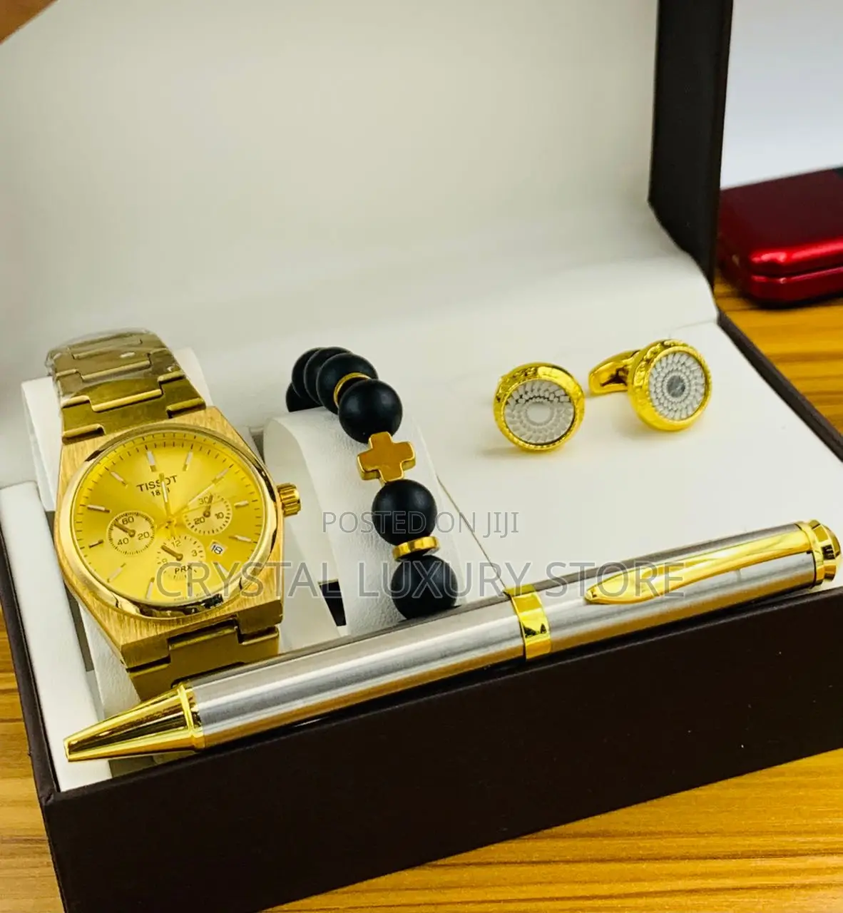 Tissot Quality Luxury Men Chain Strap Wristwatch/Cufflinks