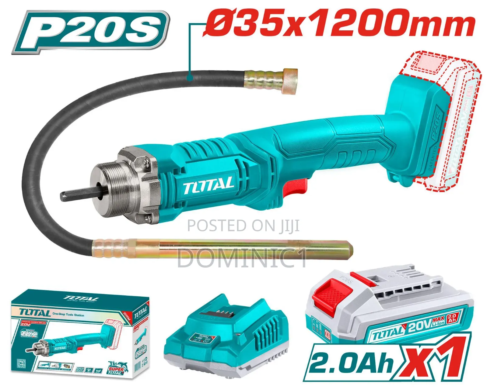 Total 20v Li-ion Concrete Vibrator (Model Tcvli202301).