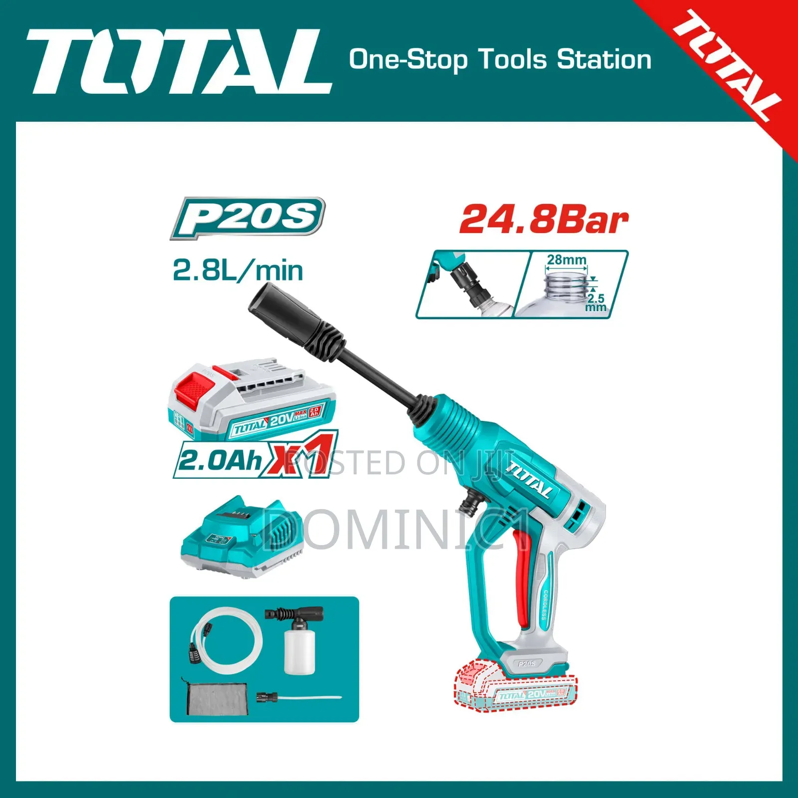 Total 20v Cordless Pressure Washer (Model Tpwli20362).