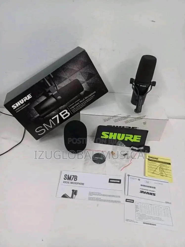 Shure Sm7b Vocal Dynamic Microphone for Studio Recording, Podcast
