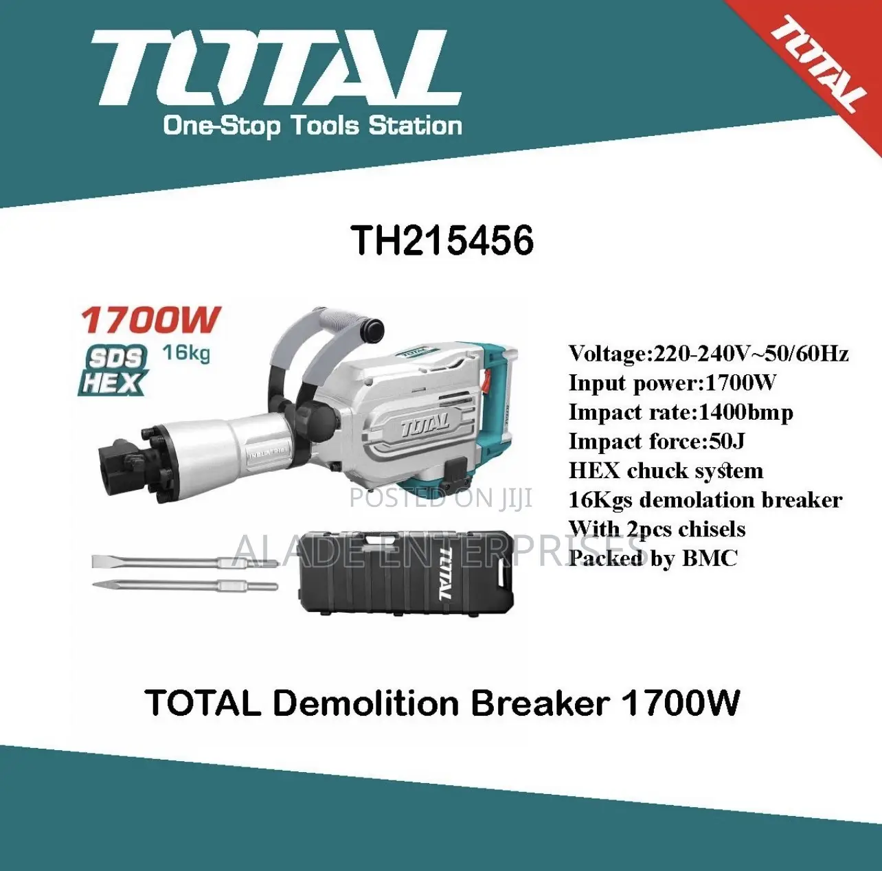 Total Demolition Breaker 1700w 16kg 35.2lbs