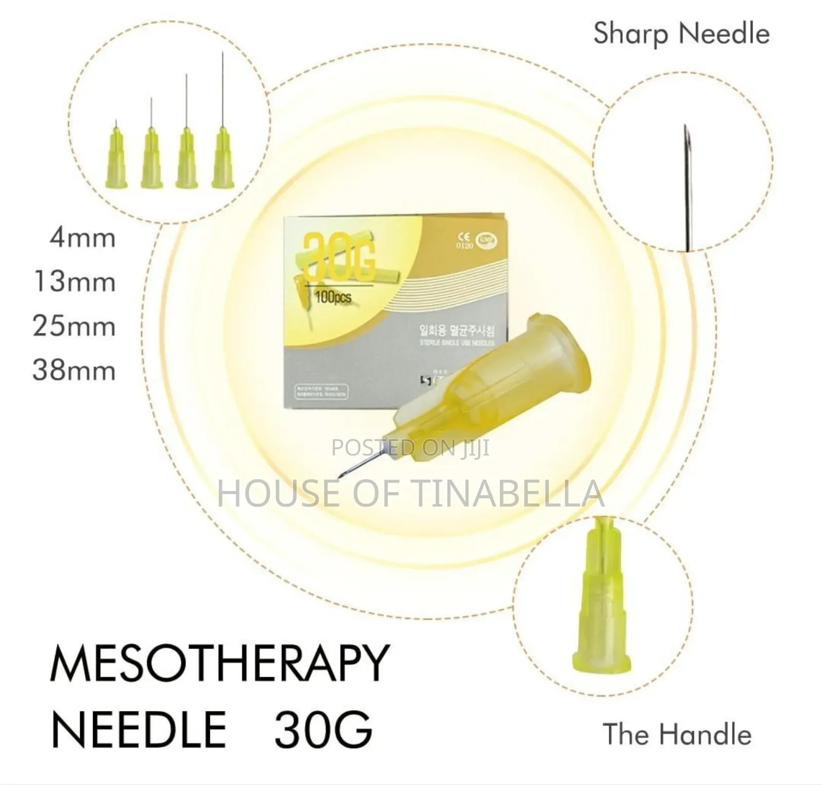 Mesotherapy Needle 30g 4mm 6mm 13mm 25mm 38mm