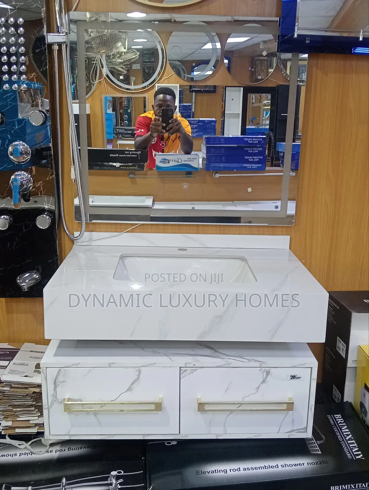 8cm Marble Wash Hand Basin With Drawer and Led Mirror