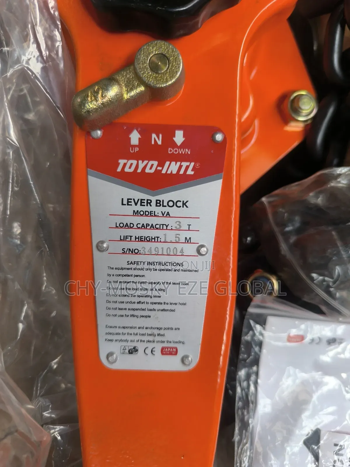 Toyo Level Hoist/Come-Along (3tonx1.5m)