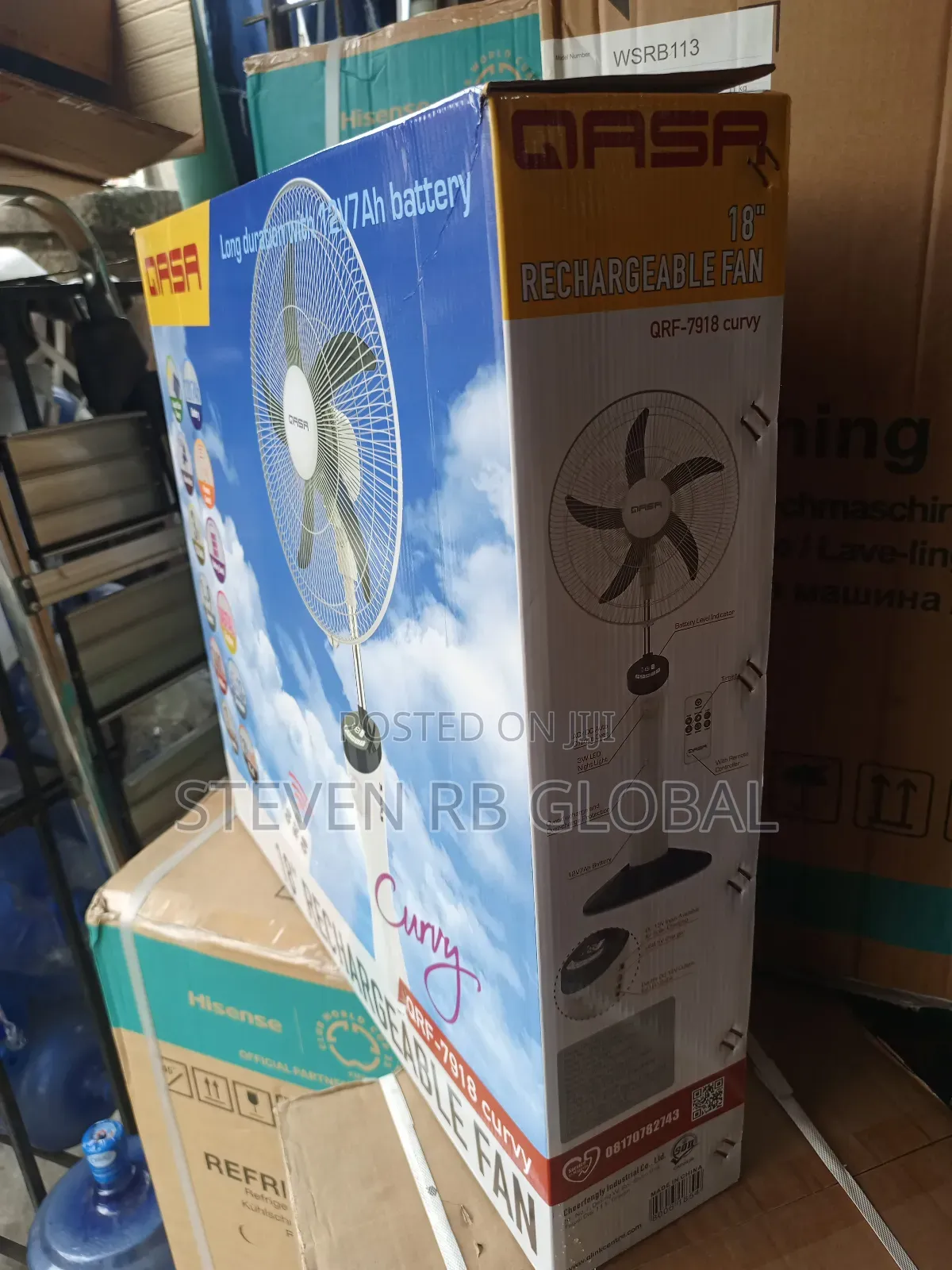 Qasa 18 Inches Rechargeable Standing Fan | QRF-7918 Curvy