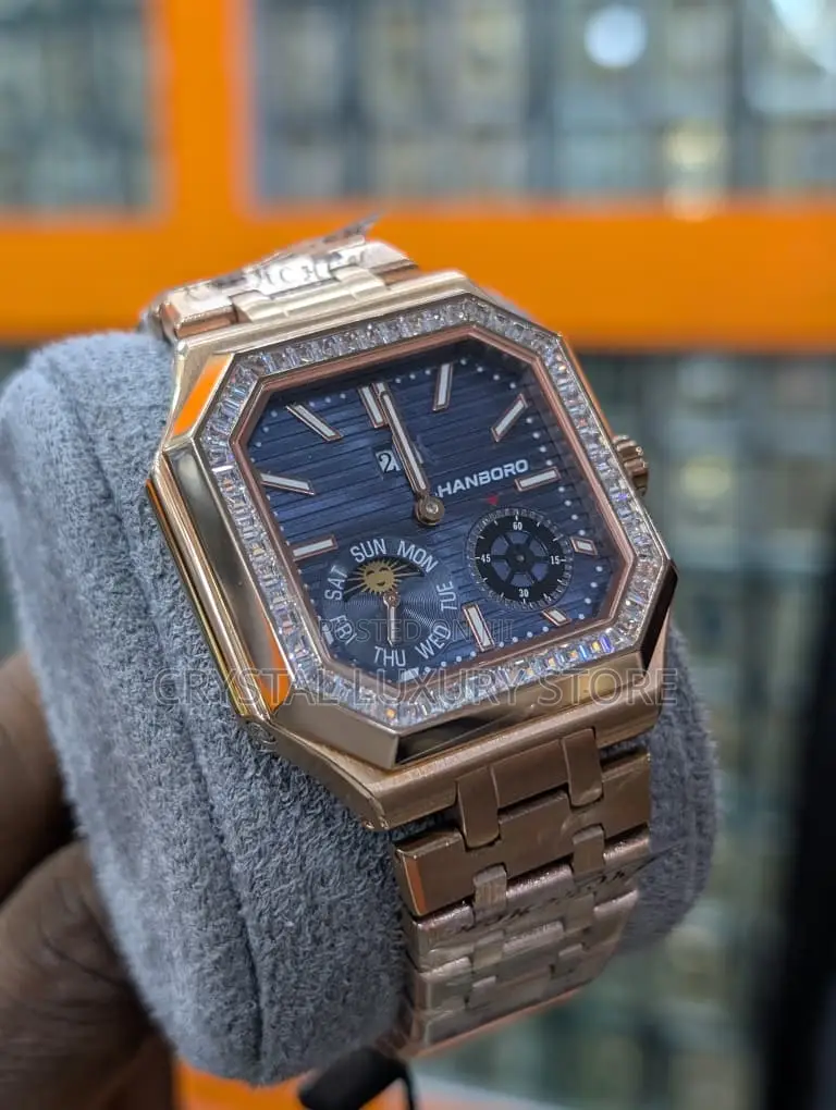 Hanboro Quality Luxury Men Iced Face Wristwatch