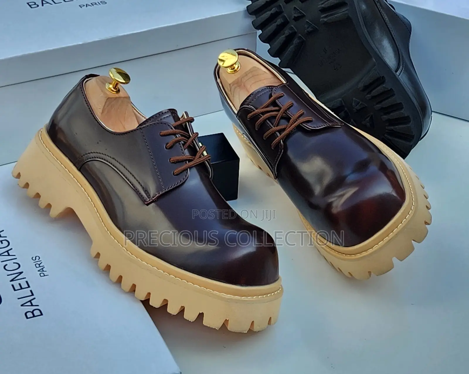 Balenciaga Face Lift Lace Up Leather Shoe Ft
