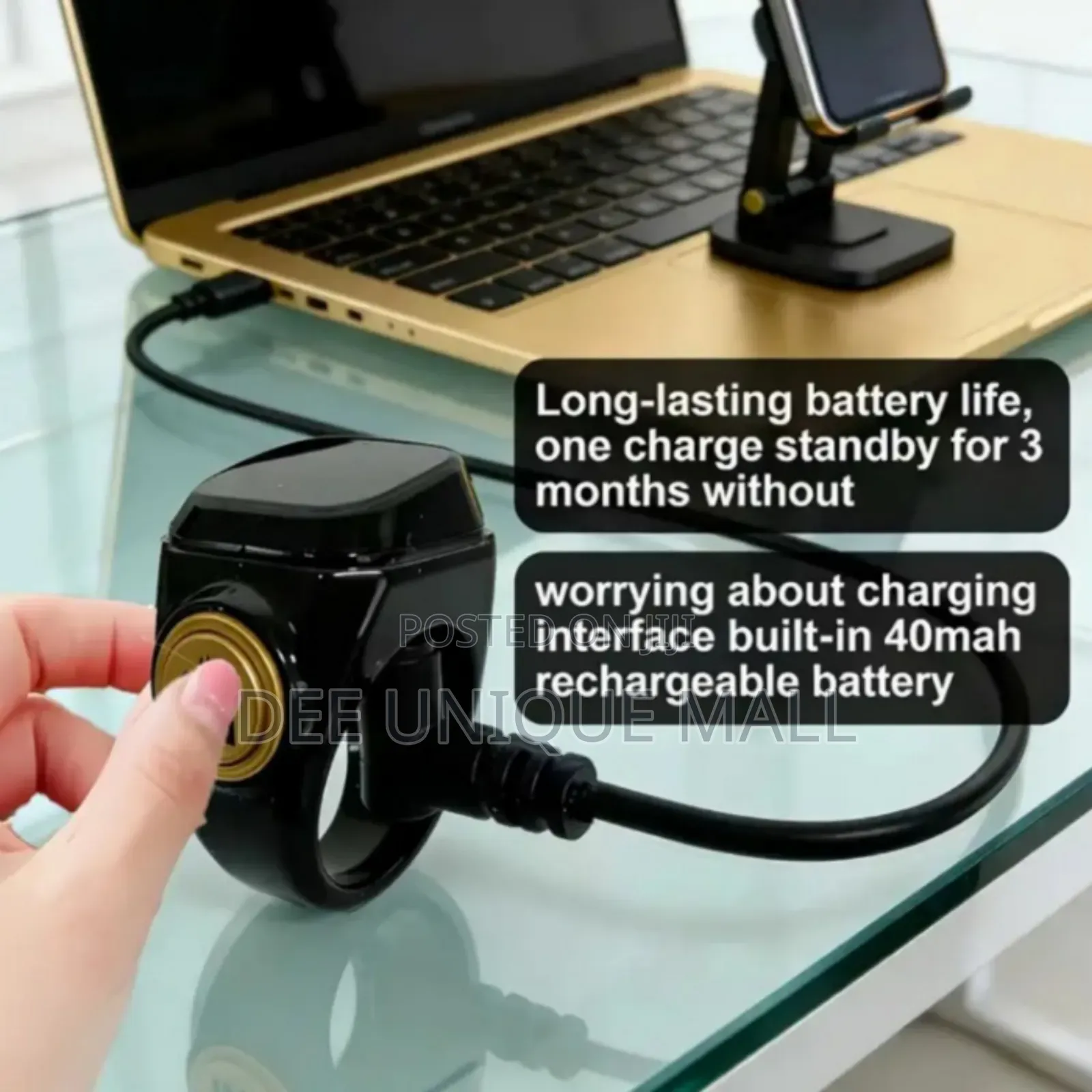 Iqibla Smart Tasbeeh Counter,Zikr Ring For Prayer Timing,Oled Display