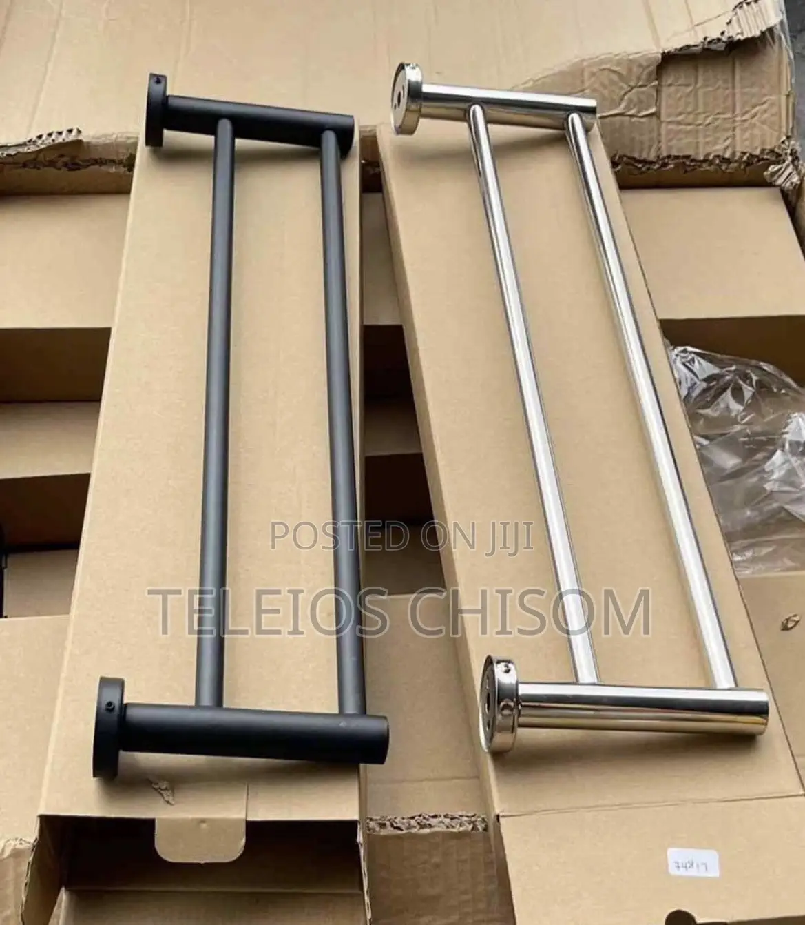 Double Towel Rail Black And Silver