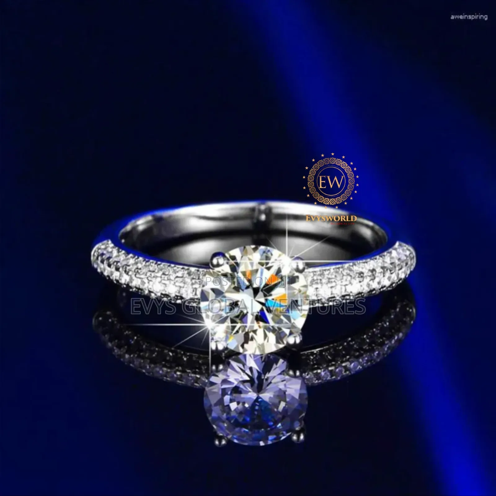 Unique Exquisite Engagement Ring - Silver