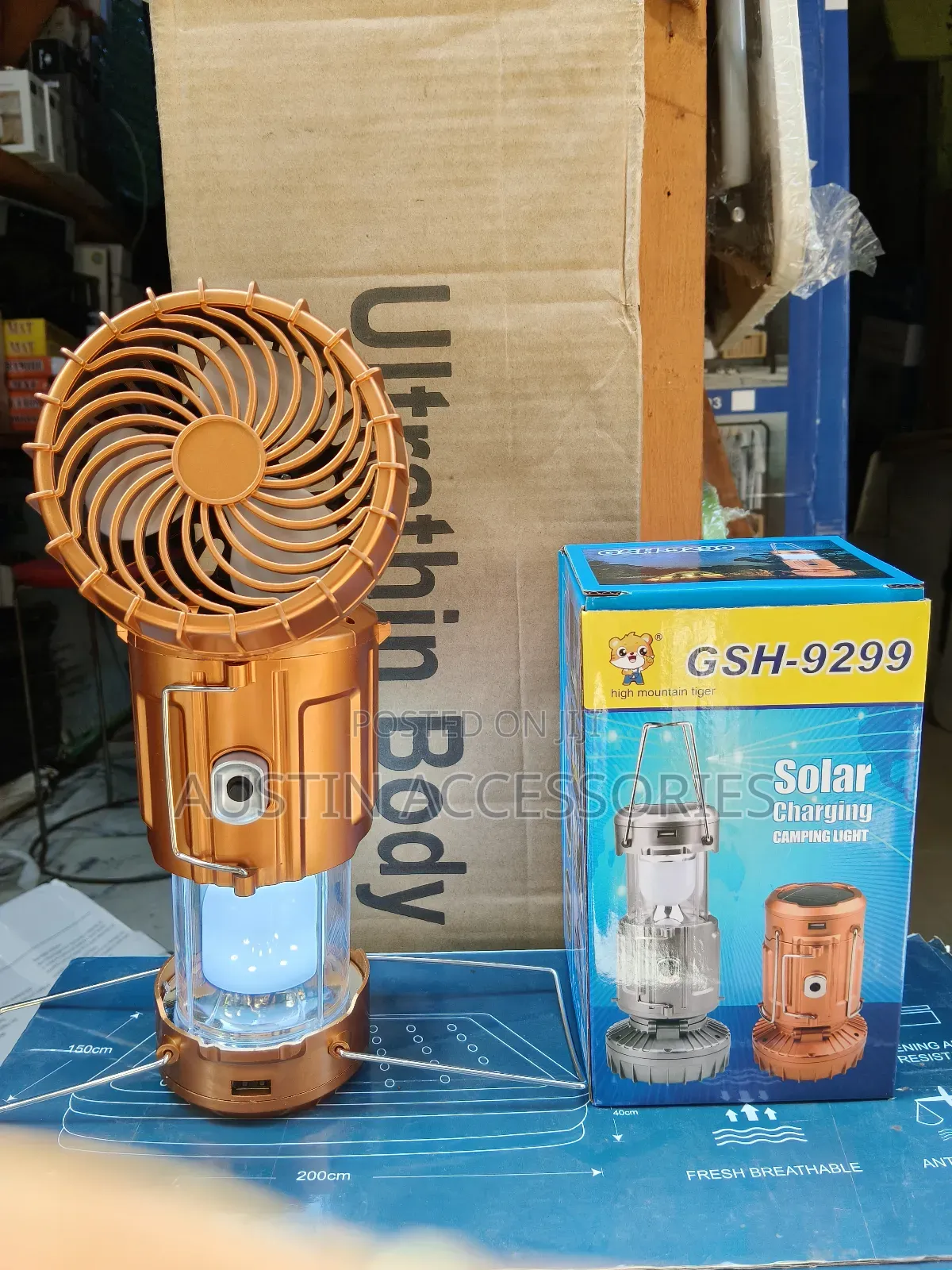 Lantern 6 in 1 Led Camping (Lantern) With Fan Multifunction Solar Lamp