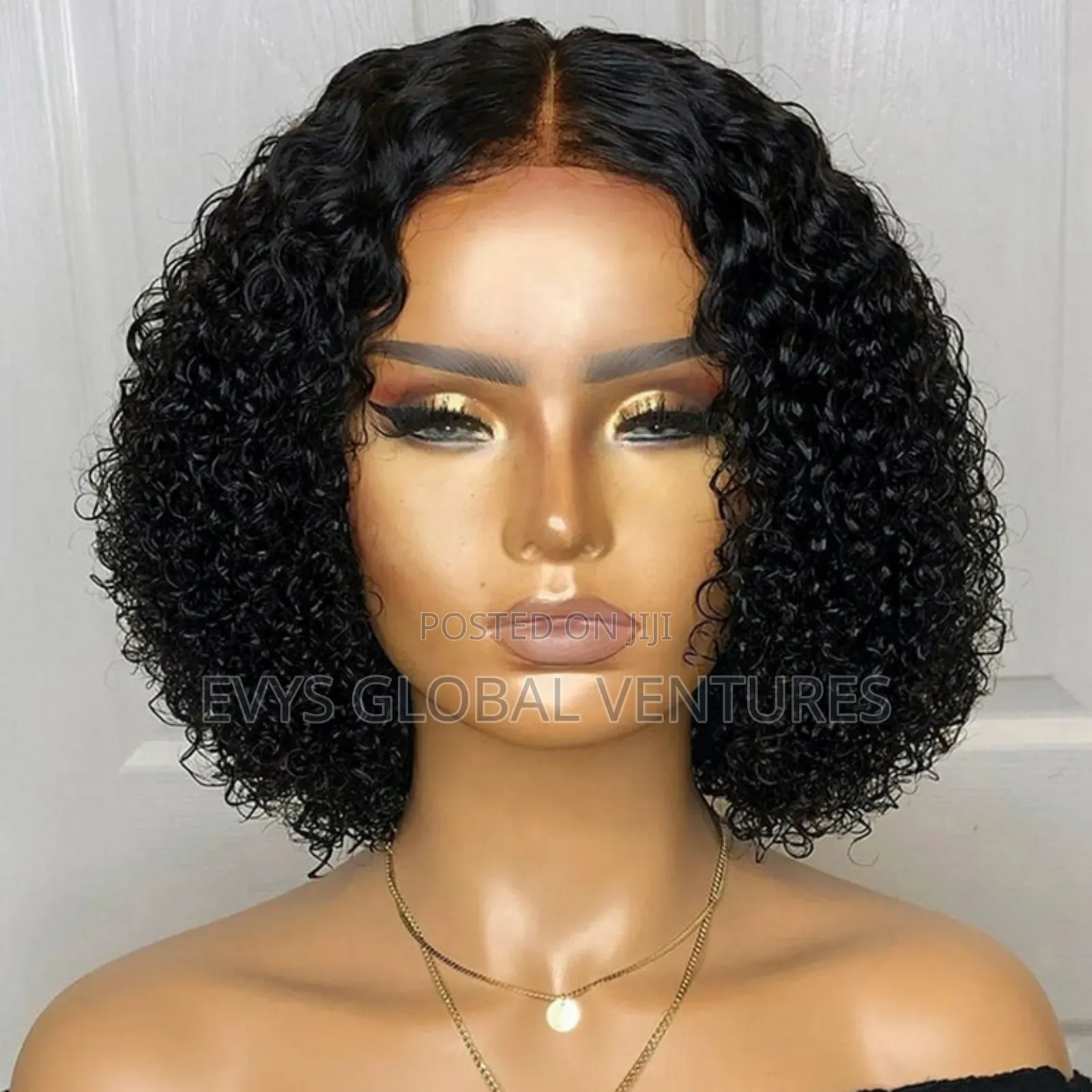 Center Path Curly Human Hair Wig