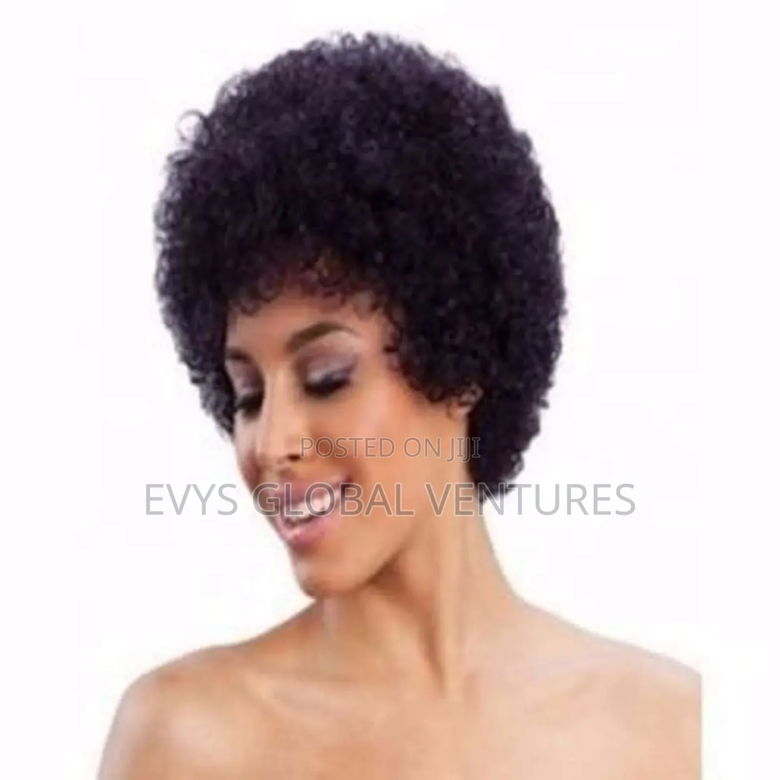 Afro Human Hair Wig - Black