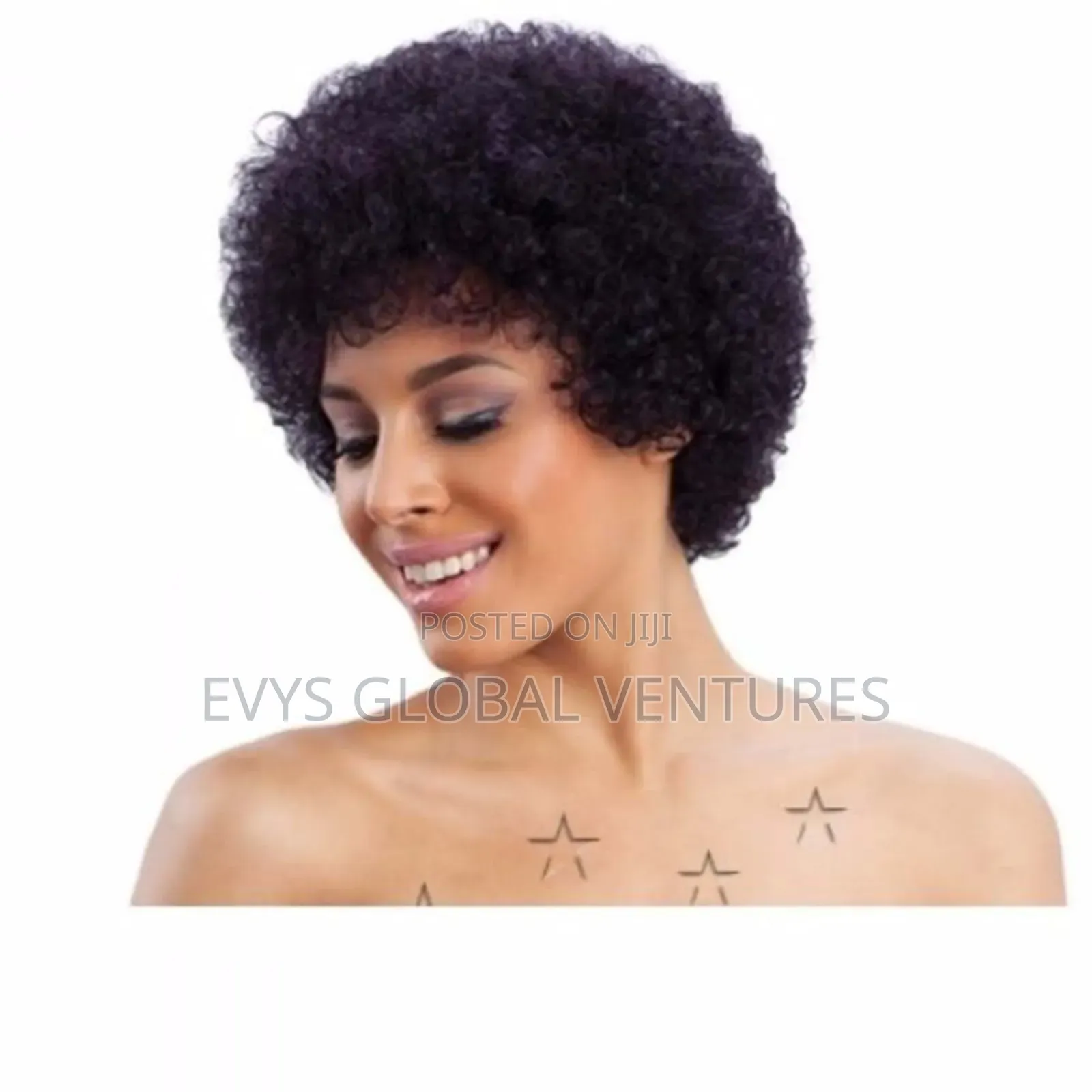 Afro Human Hair Wig - Black