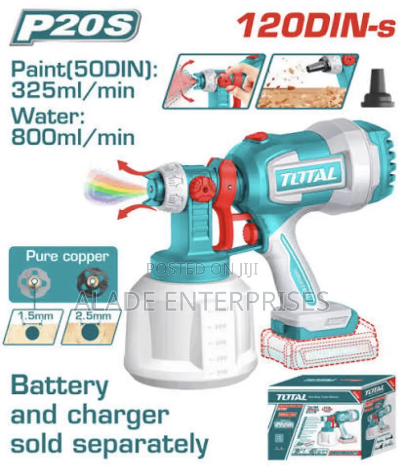 Total 20v Cordless Spray Gun With 1battery And 1charger