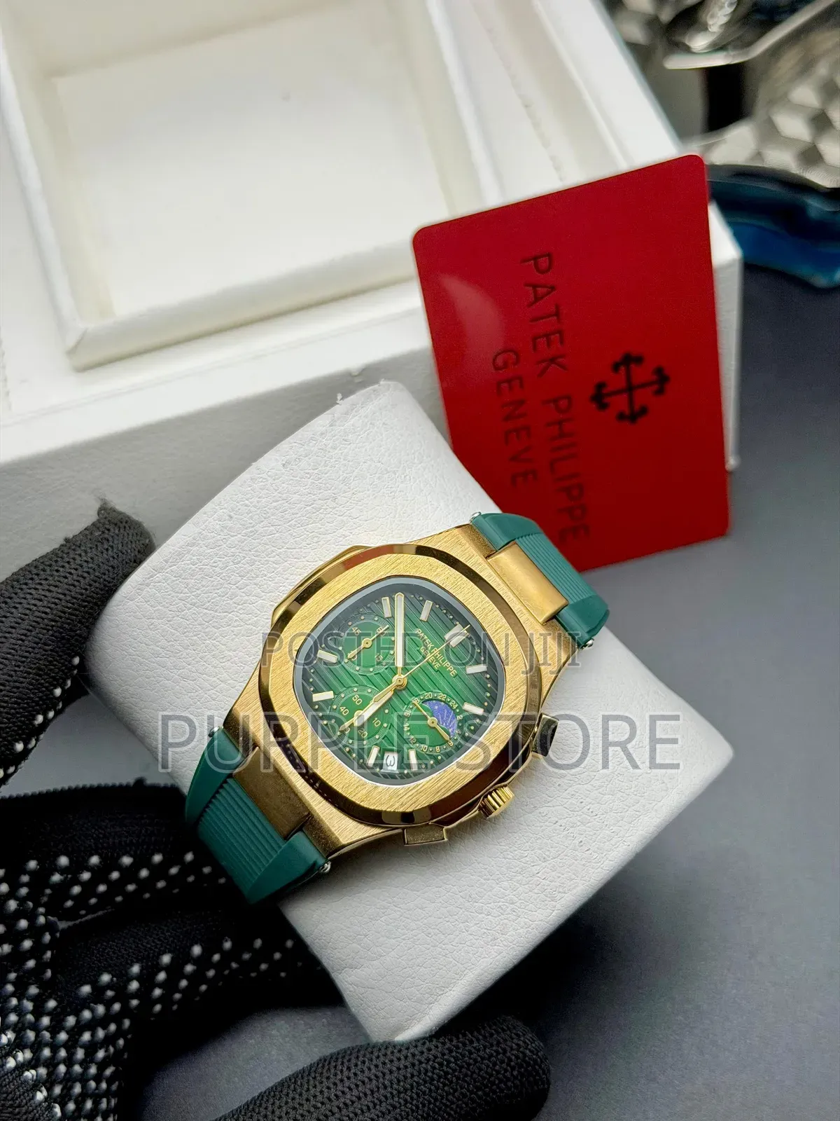 Patek Phillipe Functional Chronograph Auto Movement Rubber Strap Watch