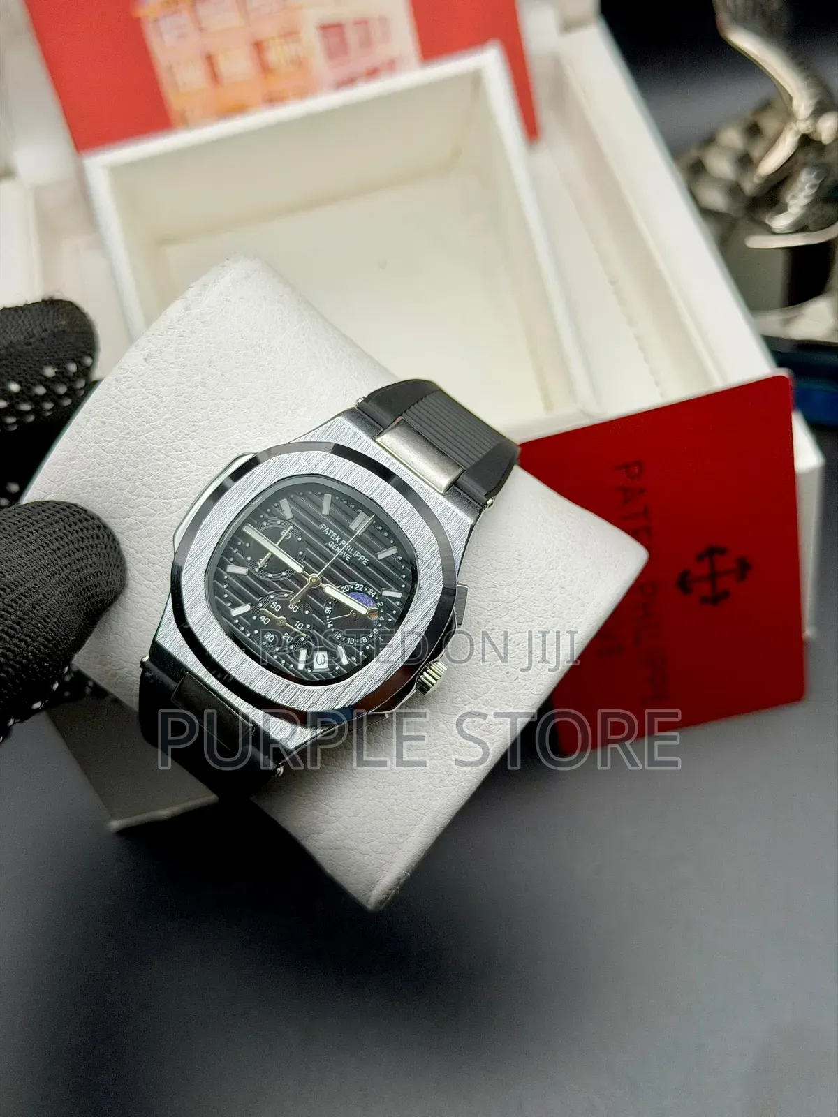 Patek Phillipe Functional Chronograph Auto Movement Rubber Strap Watch