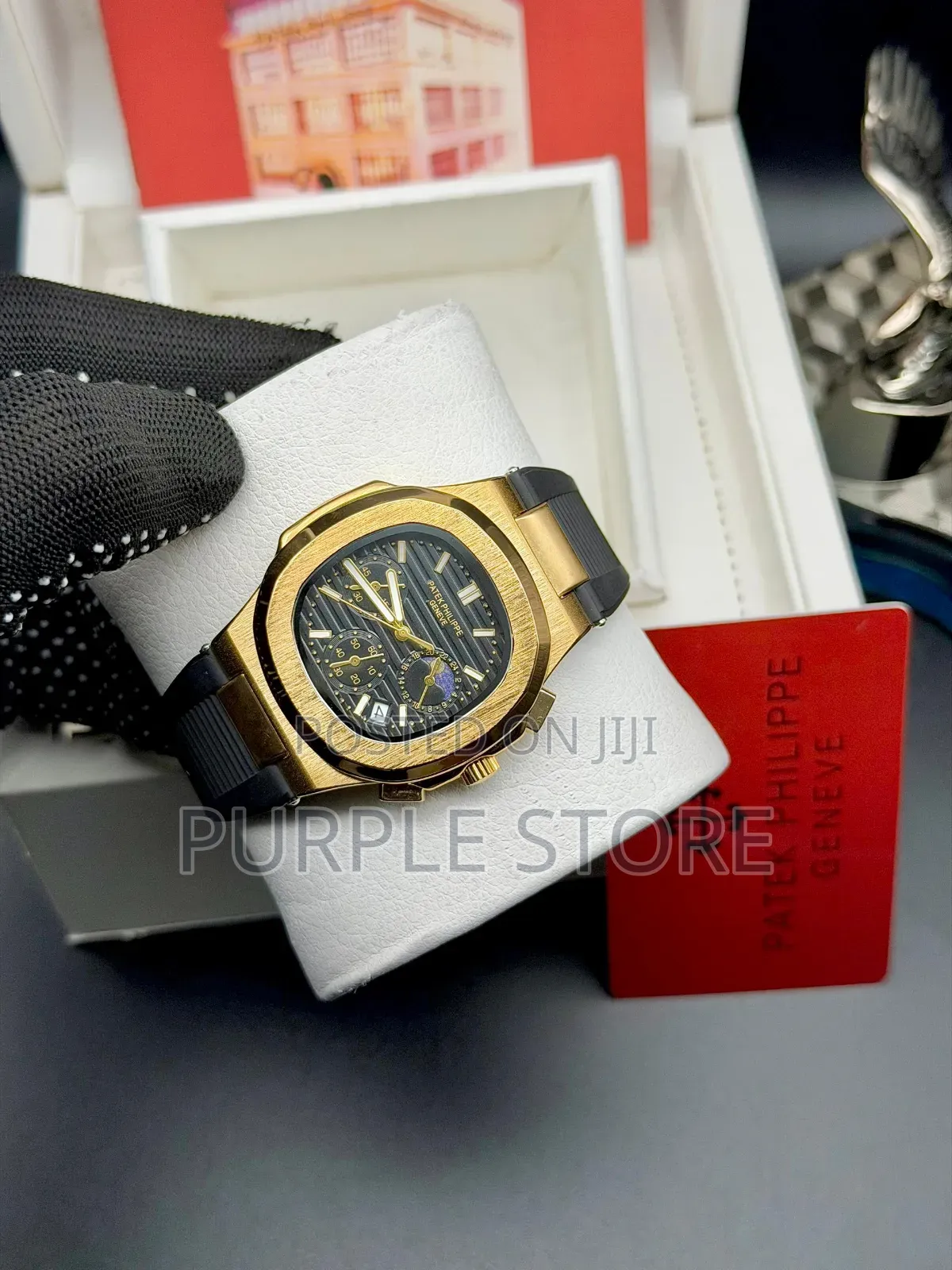 Patek Phillipe Functional Chronograph Auto Movement Rubber Strap Watch