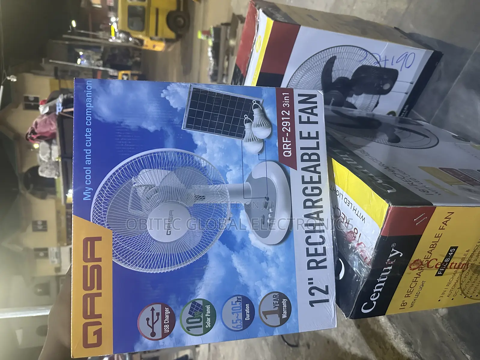 Qasa 12”Table Fan With Panal and Bulb