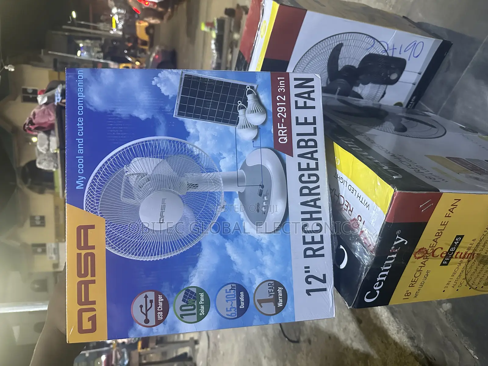 Qasa 12”Table Fan With Panal and Bulb