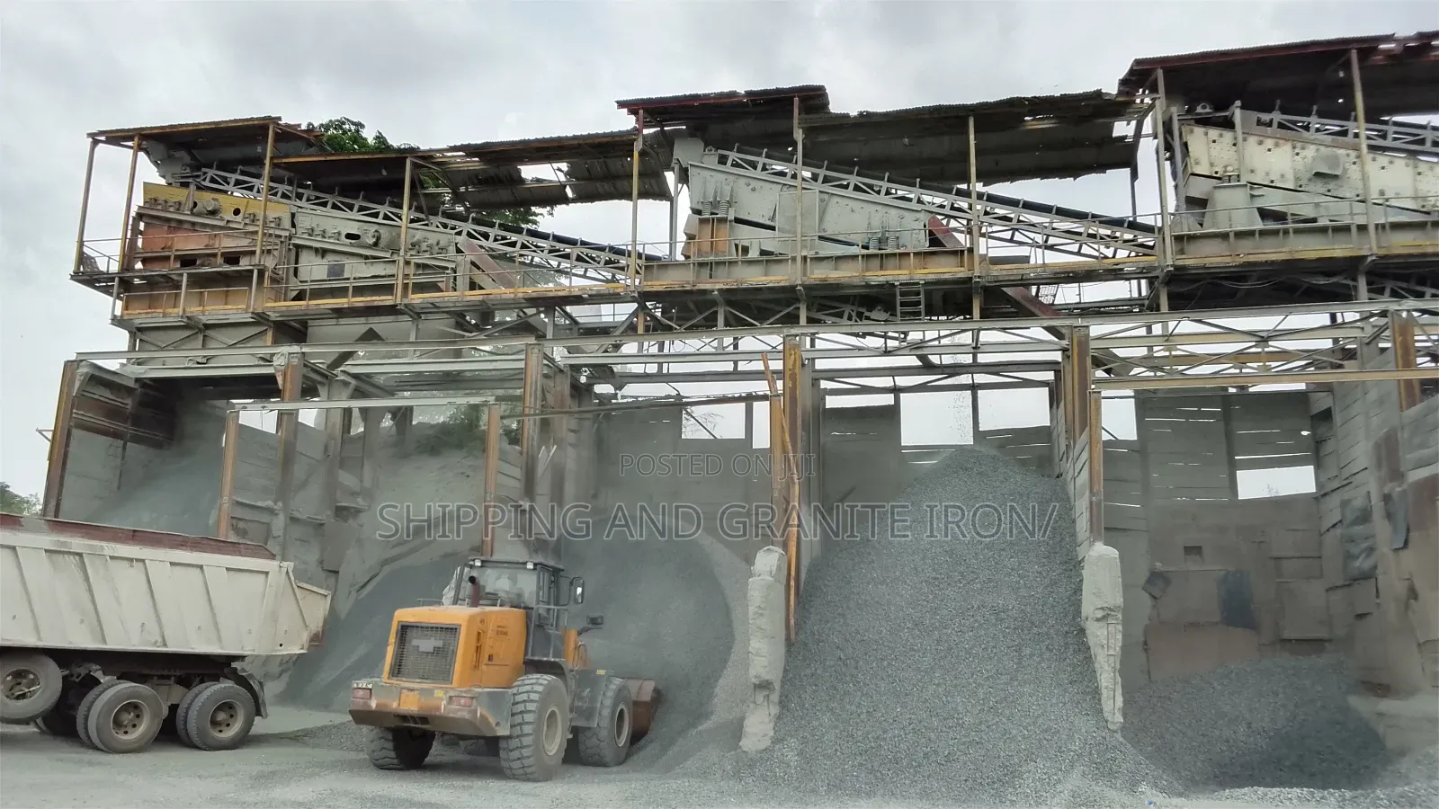 Mining Granite and Chipping for Construction Project Use