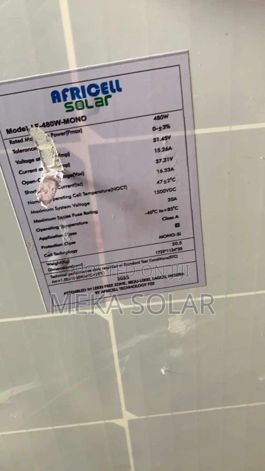 Africell 480w Mono-Crystalline Solar Panel