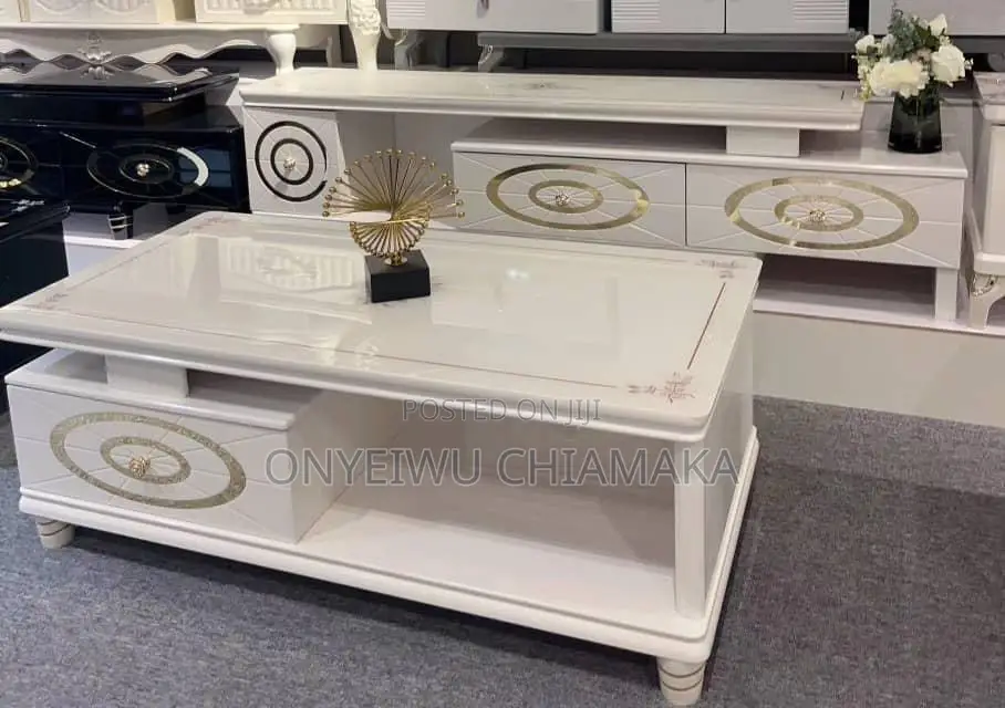 Modern White Center Table Tv Stand Set