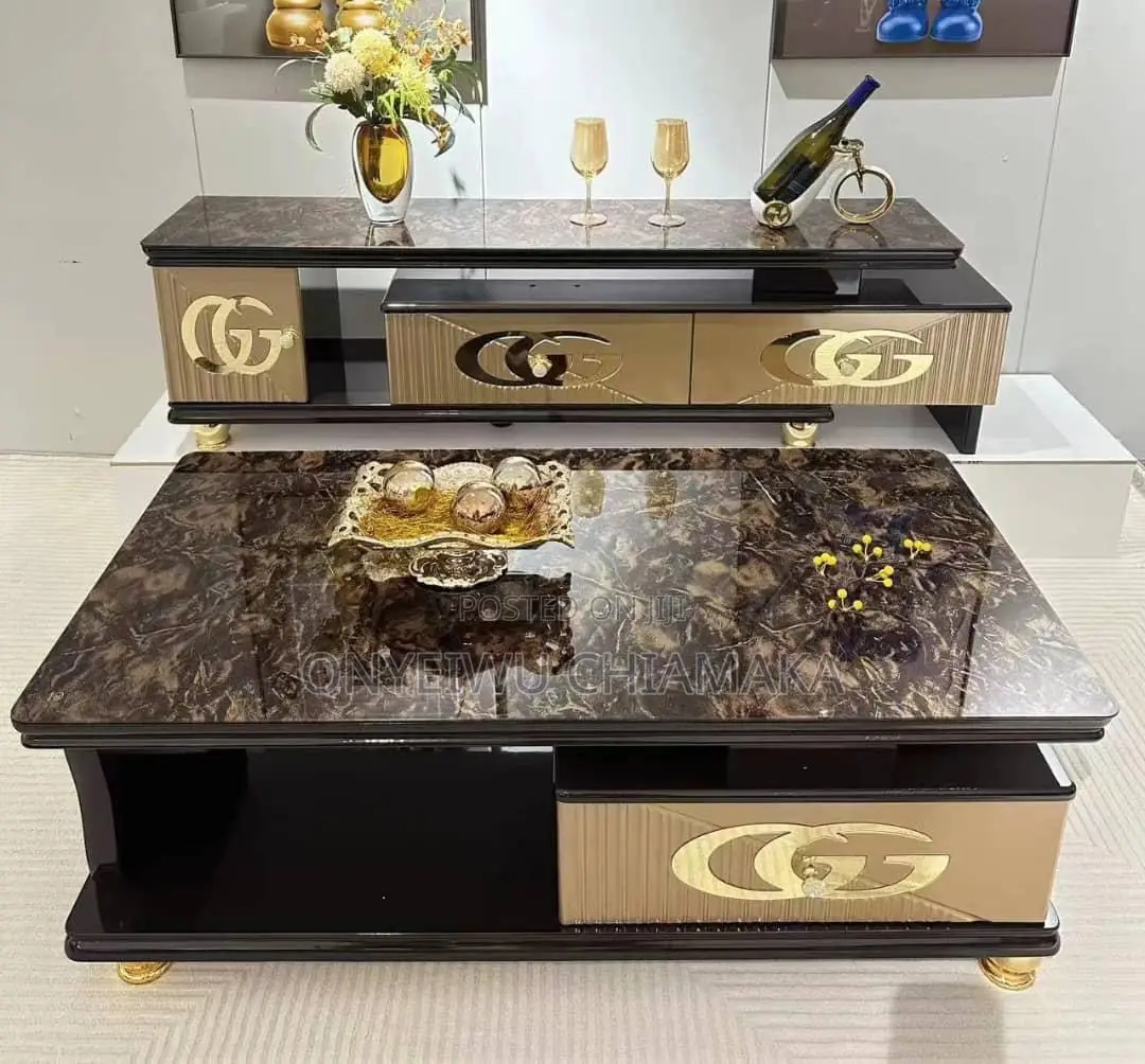 Modern White Center Table Tv Stand Set