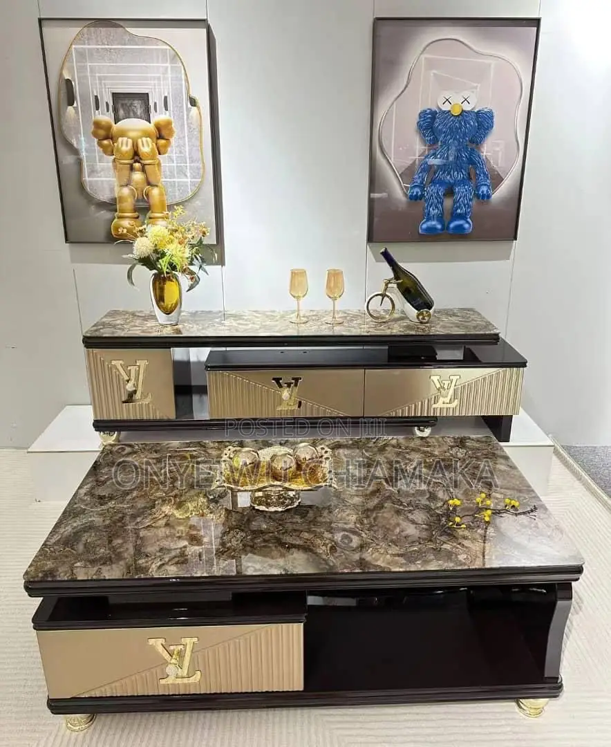 Modern White Center Table Tv Stand Set