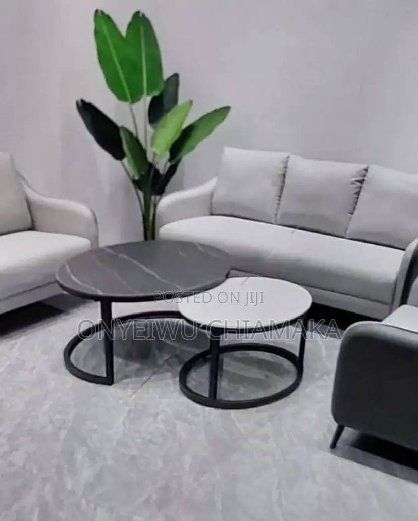 Round Marble-Style Center Tables