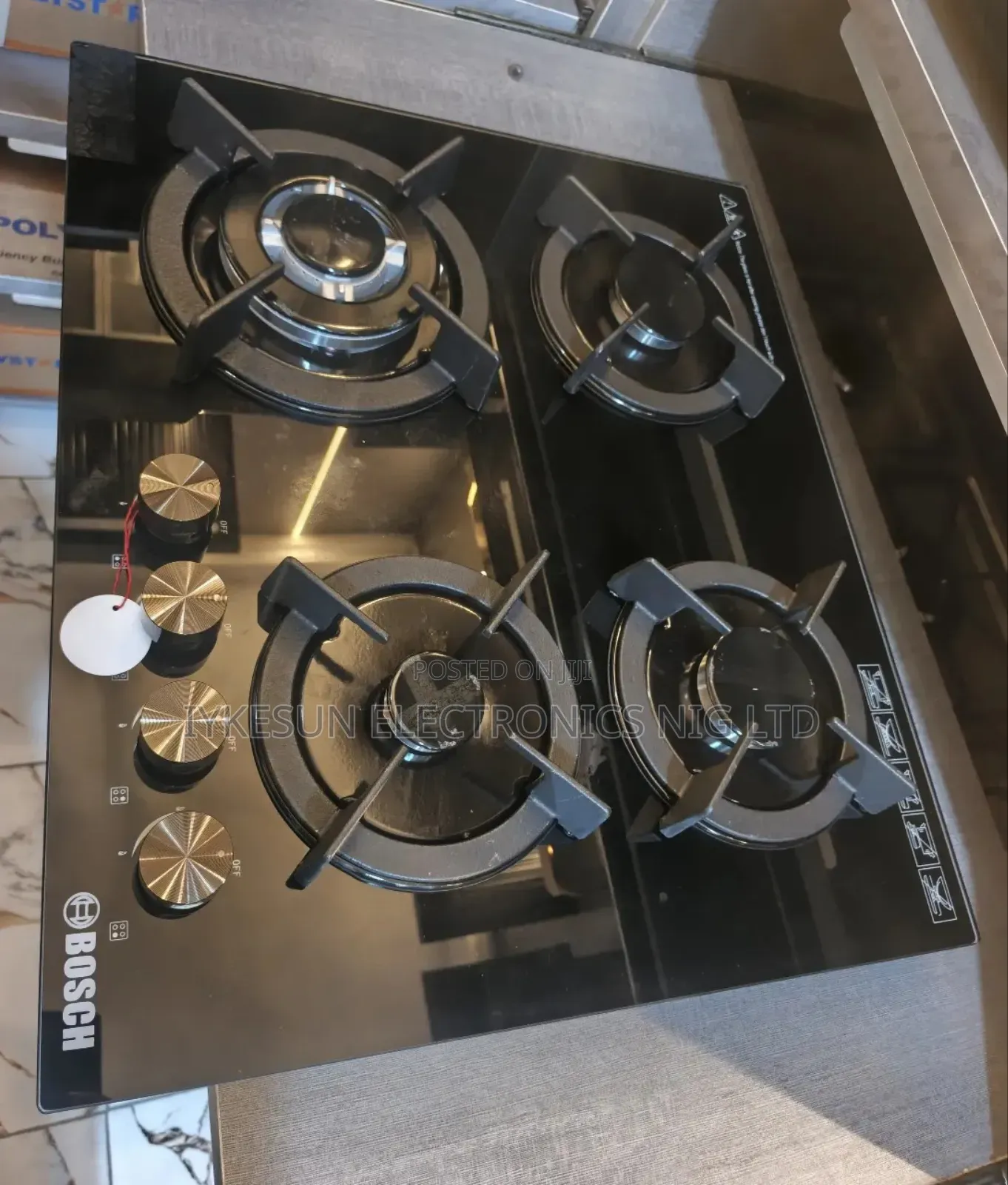 Quality Bosch Built-in 60cm 4 Burners Glass Top Gas Cooker Hob Copper
