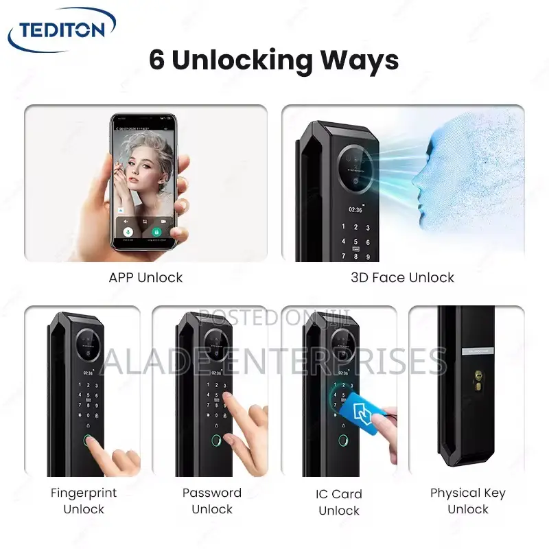 Intelligent Electronic 3d Face Fingerprint Smart Door Lock With Camera