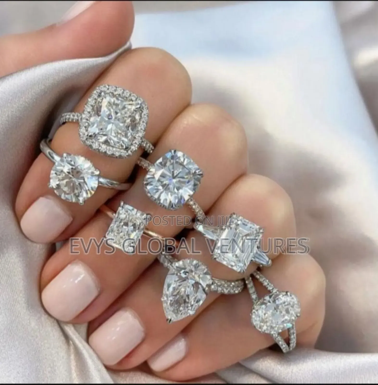 Different Shaped Designs Engagement Ring - Silver