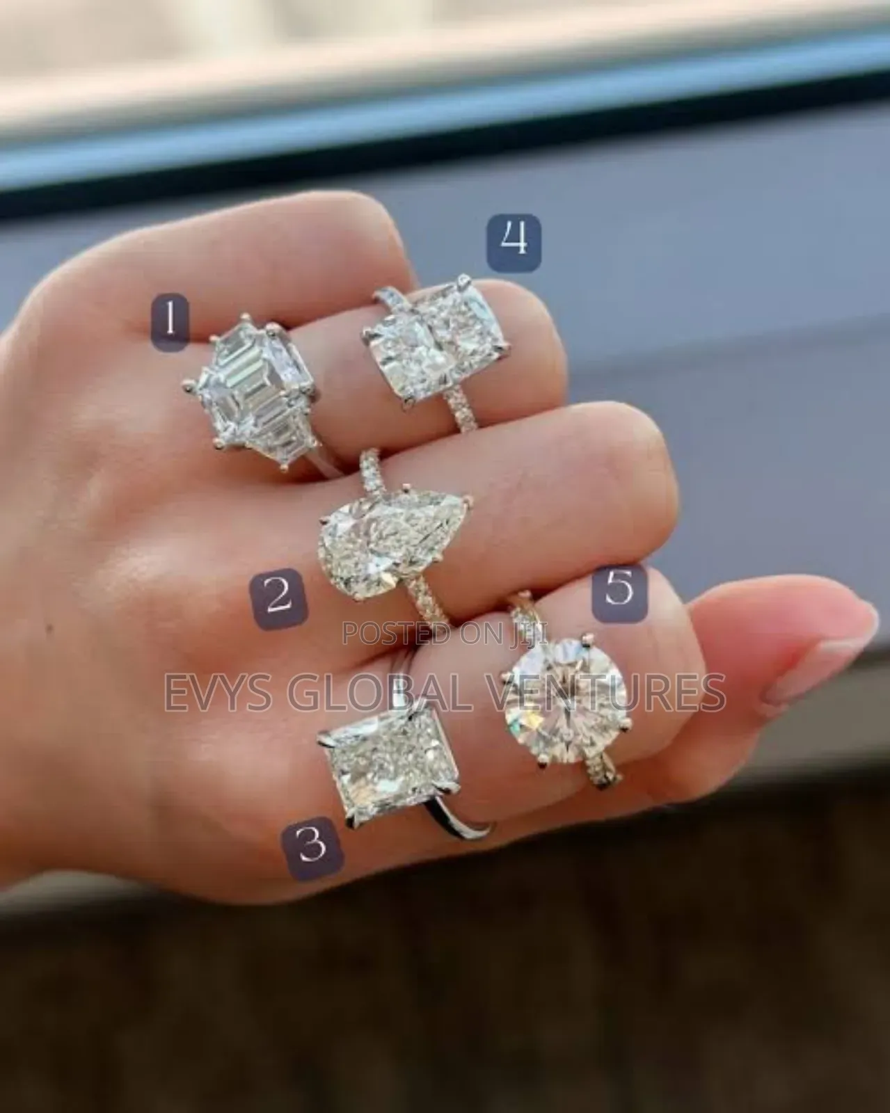 Different Shaped Designs Engagement Ring - Silver