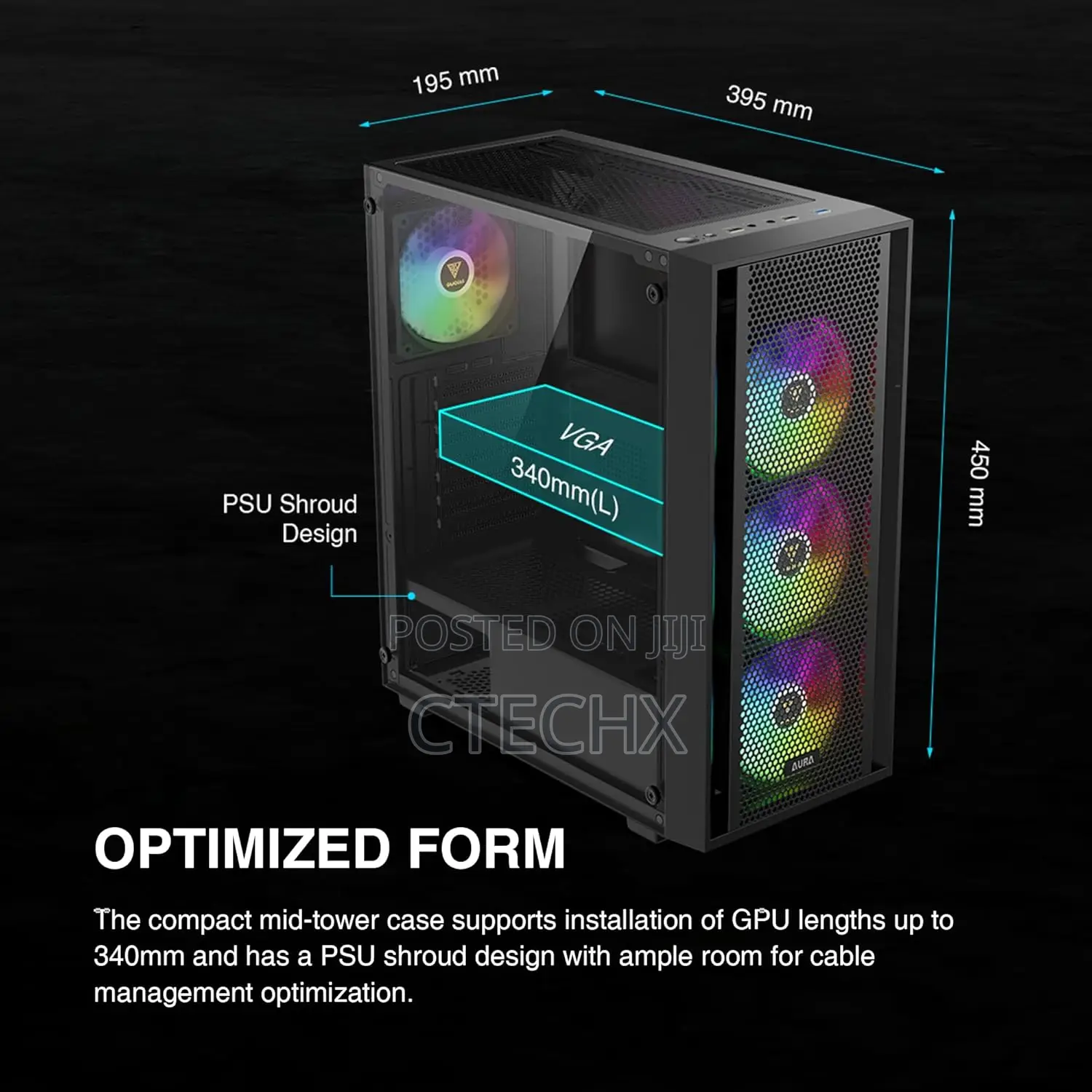 Gamdias Pc Case, Atx Computer Cases for Gaming 4 X 120 Mm Argb Fan