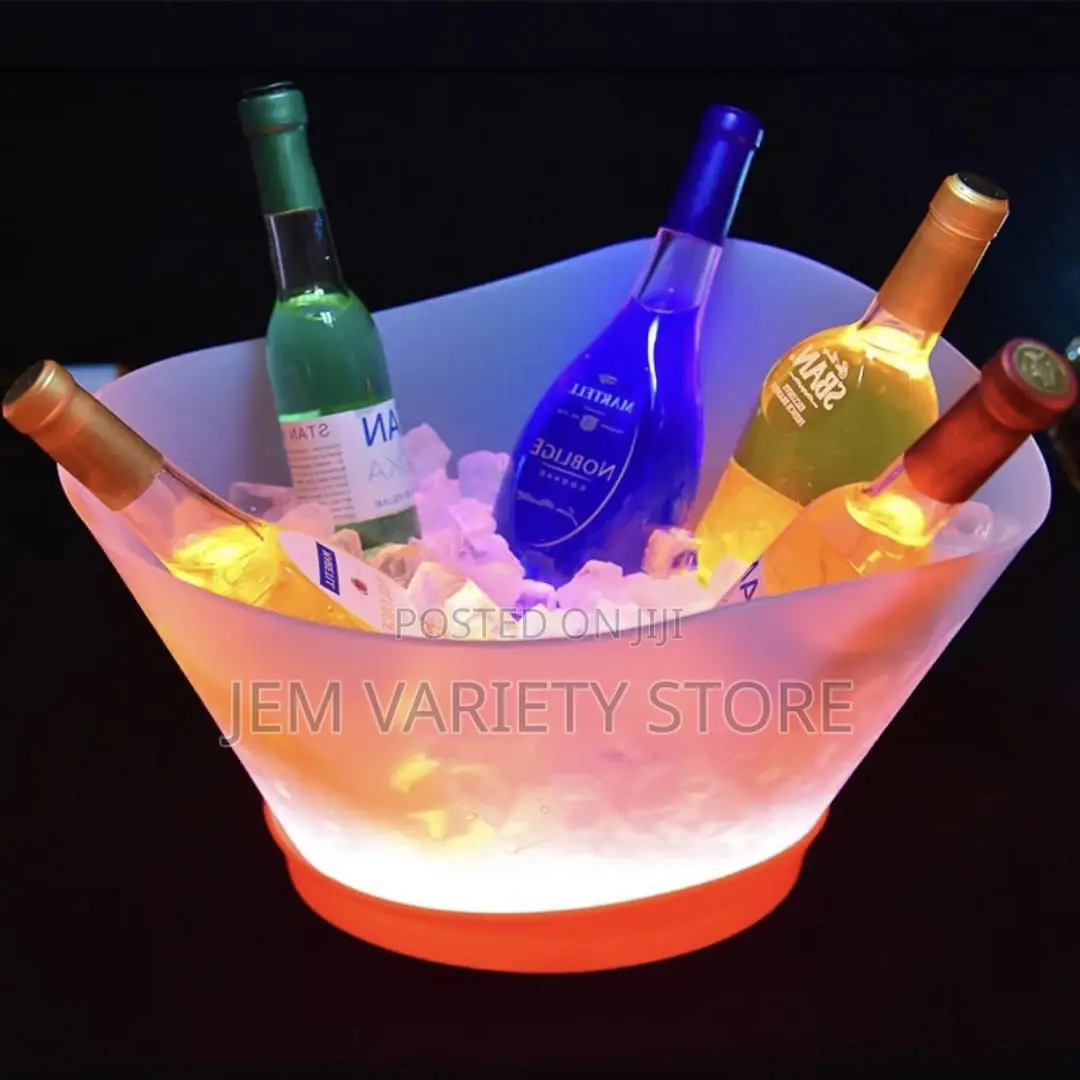 Rechargeable Led Transparent Wine Beverage Ice Cooling Bowl.