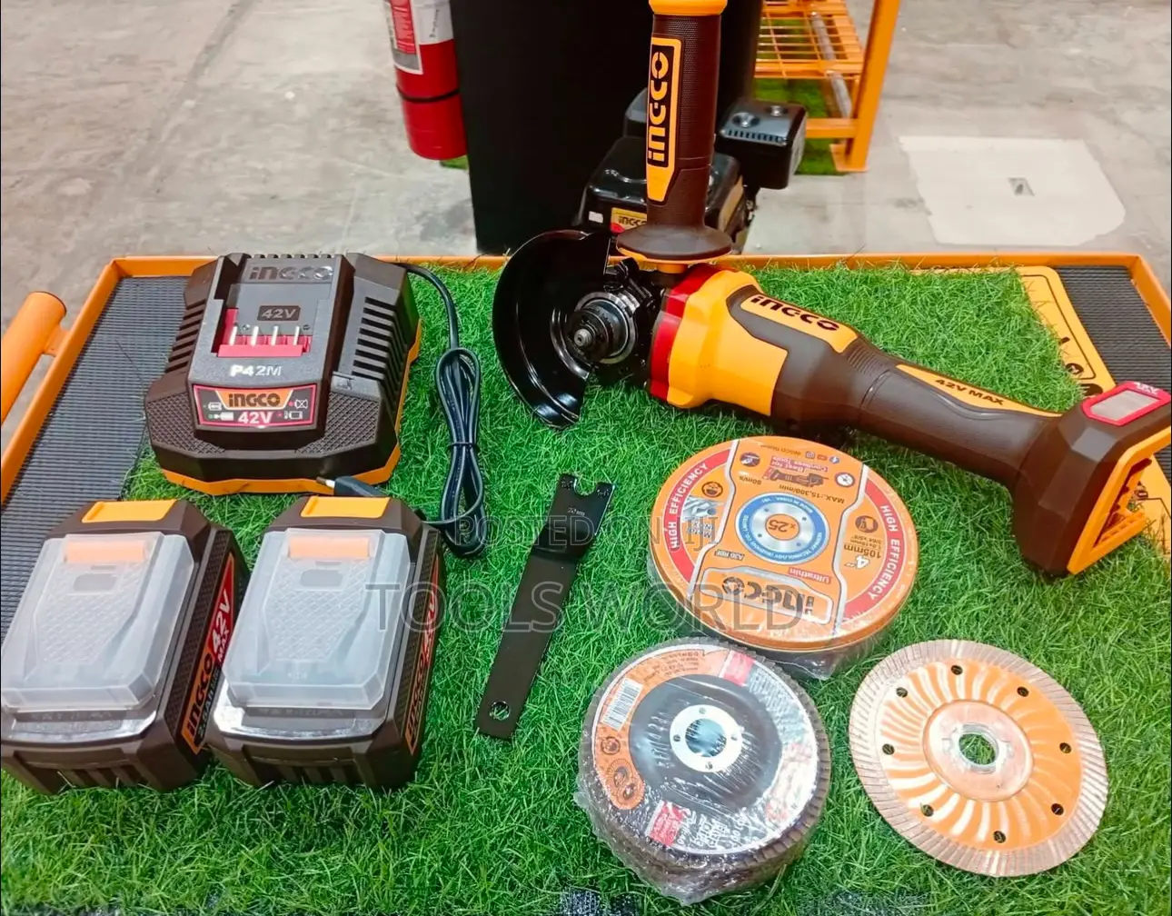 Ingco 115mm 42v 1280w Cordless Angle Grinder Cagli