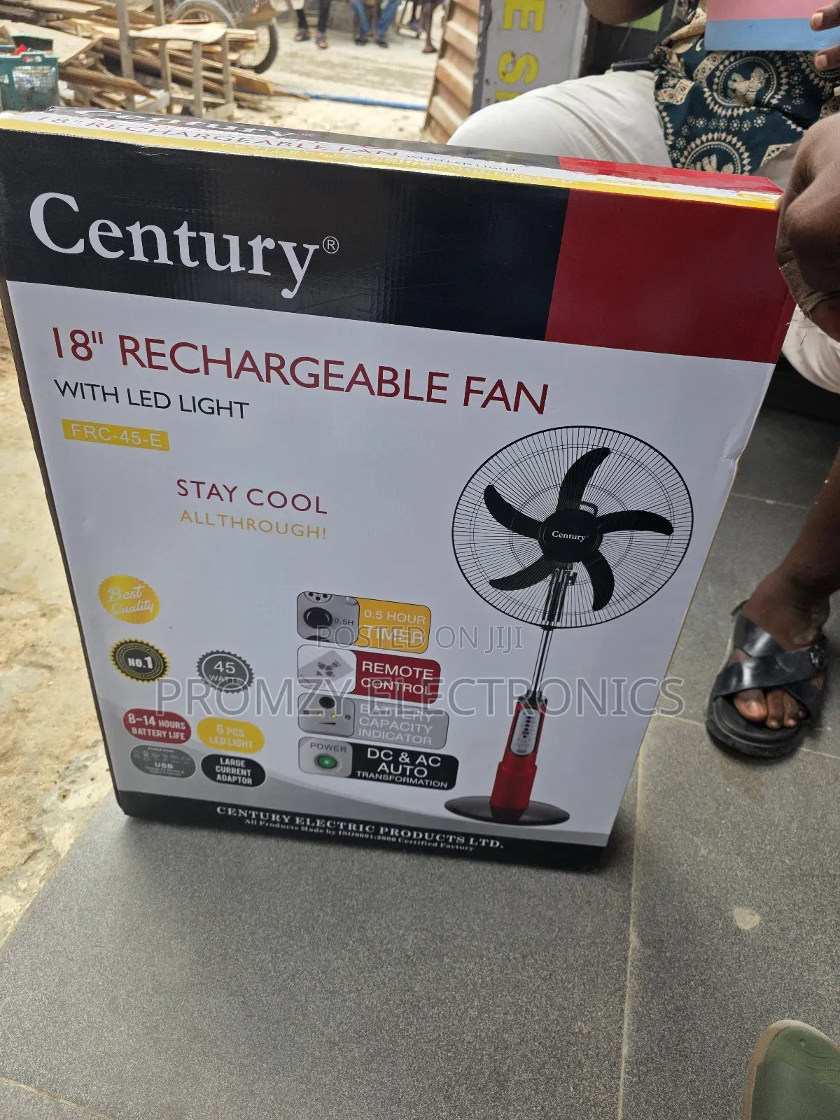 18"Century Rechargeable Standing Fan