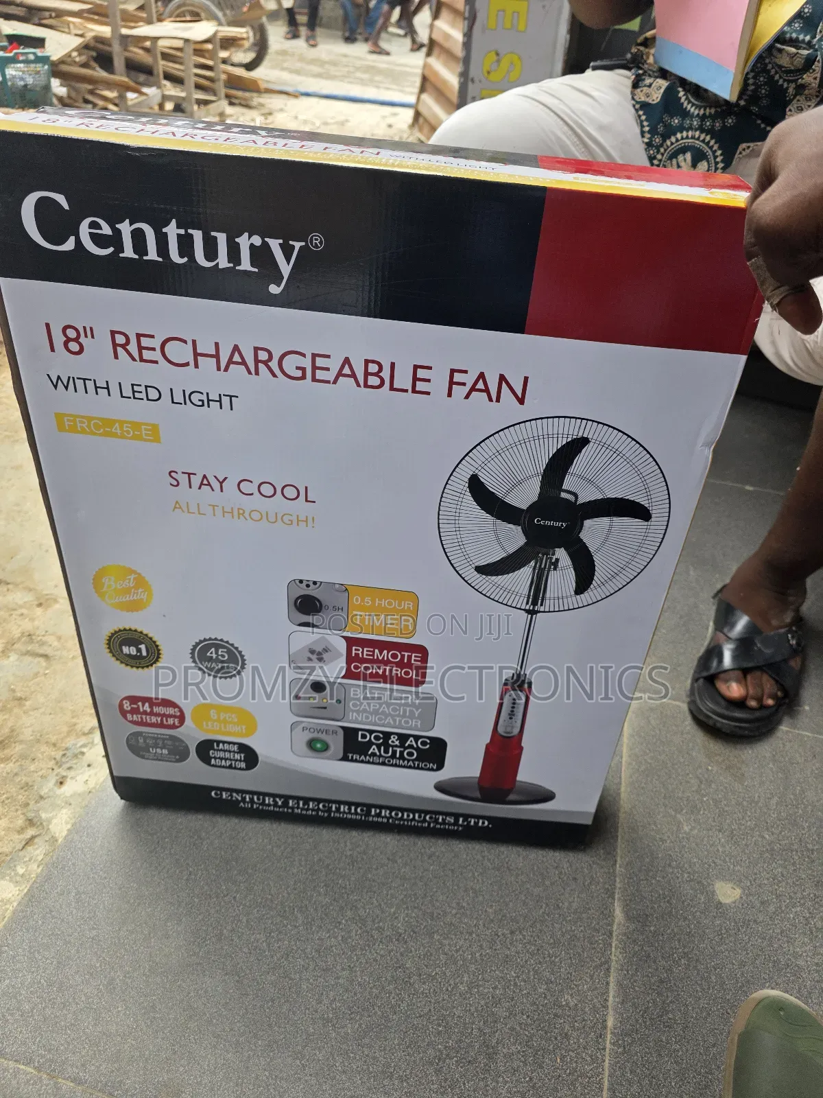 18"Century Rechargeable Standing Fan