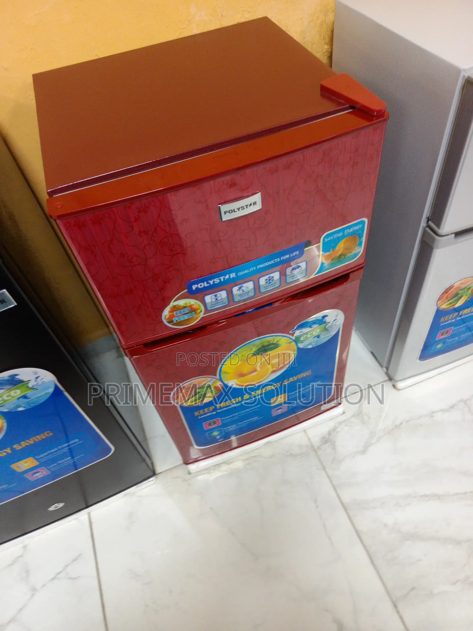 Energy Efficient Polystar 90l Red Double Door Refrigerator