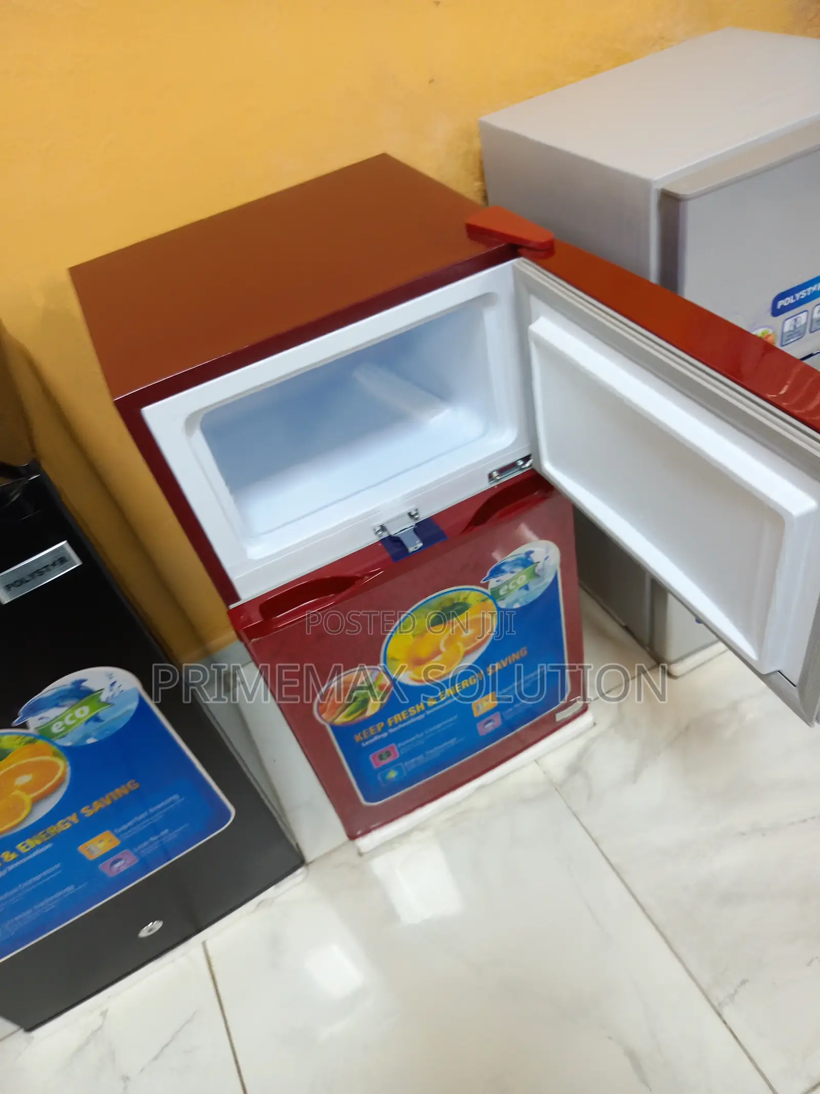 Vibrant Polystar 90l Red Double Door Fridge With Adjustable Thermostat