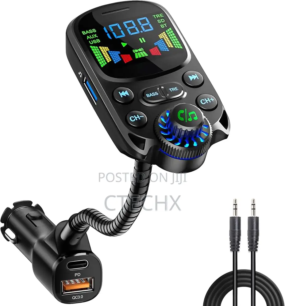 Soarun Bluetooth 5.3 Fm Transmitter Car Adapter Charger + Hifi Sound